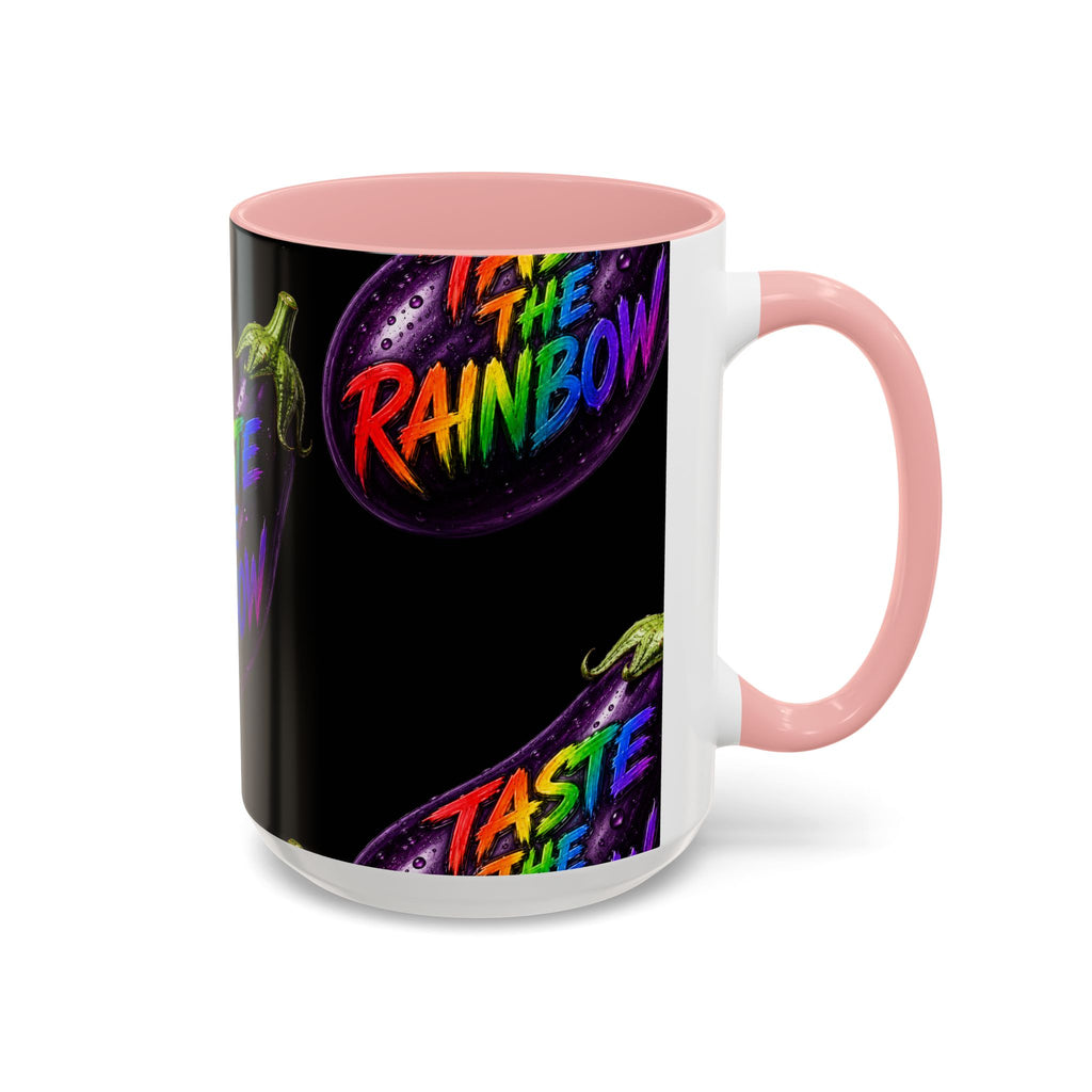 Taste the Rainbow Eggplant Coffee Mug — Pride Rainbow Accent Mug (11/15oz)