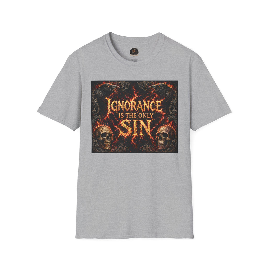 T-Shirt — "Ignorance Is The Only Sin" Gothic Skull Graphic Tee