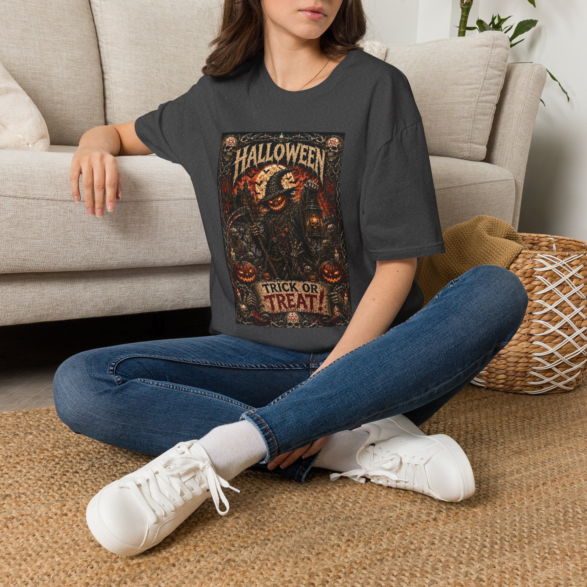 Halloween Trick or Treat T-Shirt — Spooky Vintage Pumpkin Design