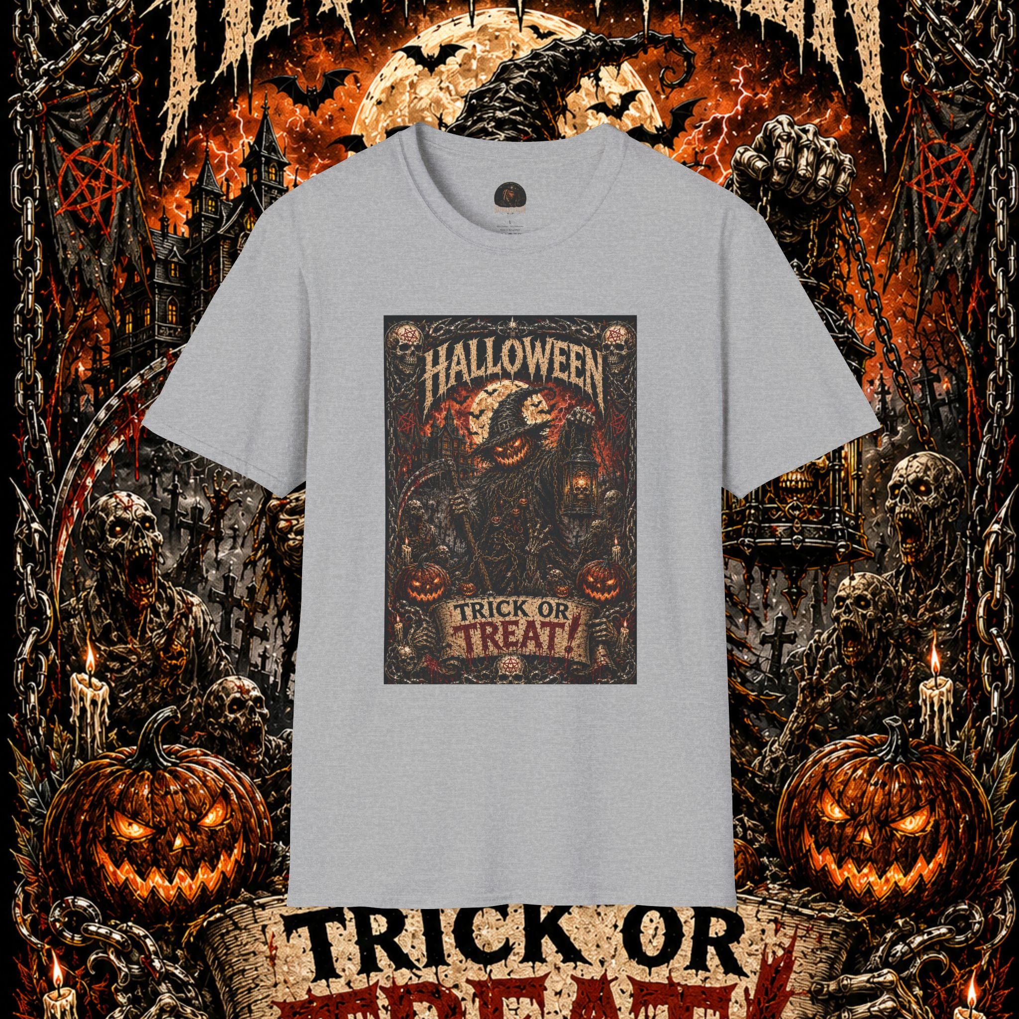 Halloween Trick or Treat T-Shirt — Spooky Vintage Pumpkin Design
