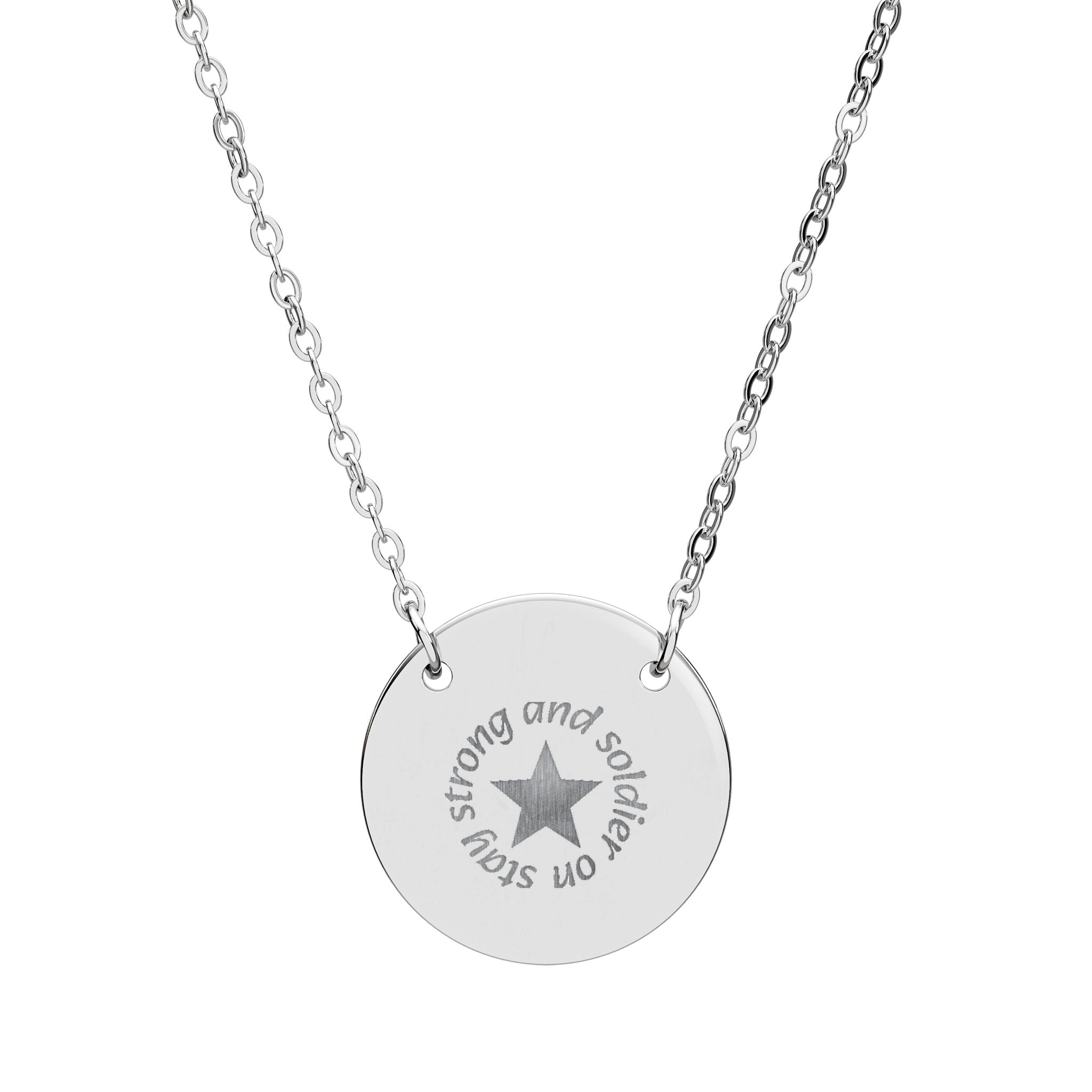 Engraved Star Circle Necklace — Personalized Round Pendant