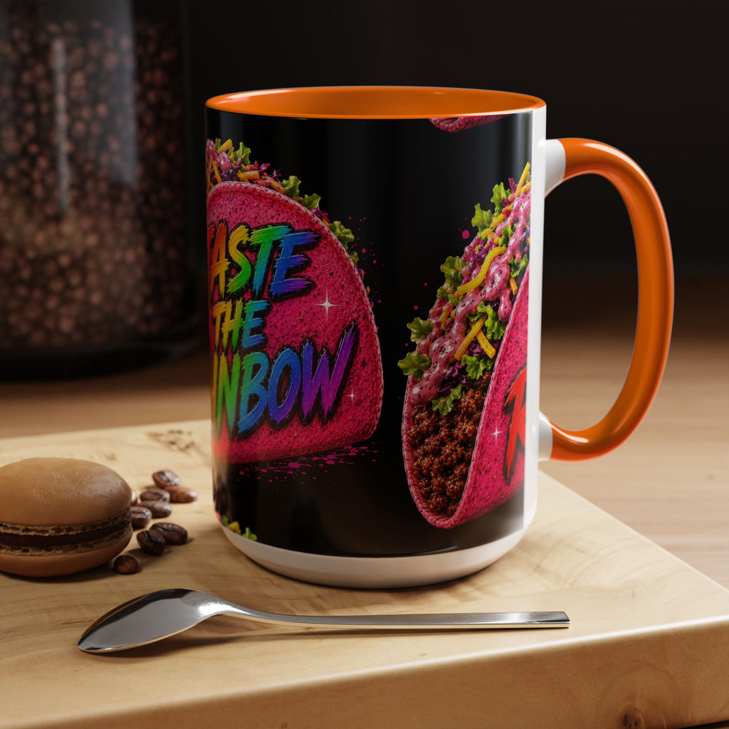 Taste The Rainbow Taco Coffee Mug — Colorful Novelty Accent Mug (11/15oz)