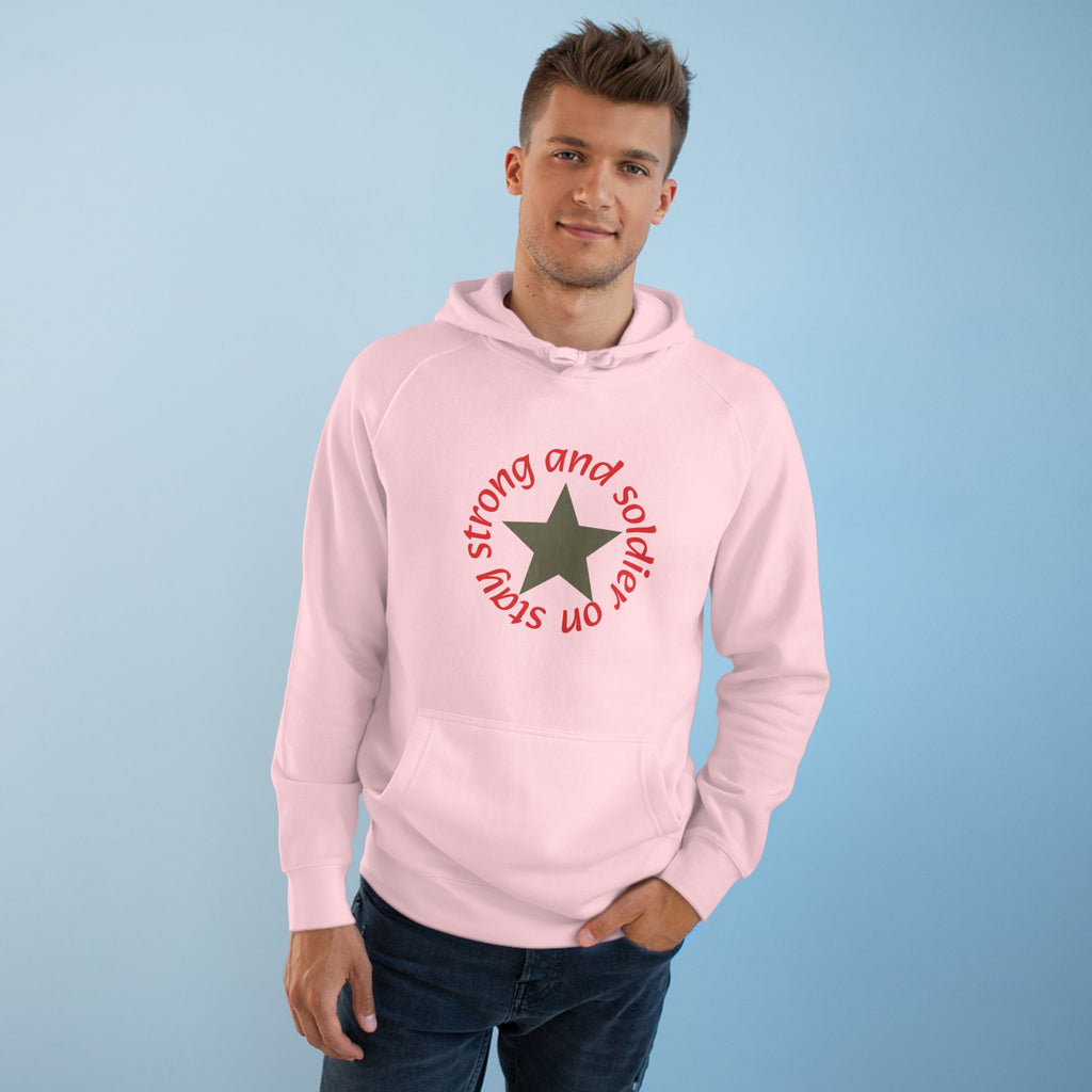 Strong and Steady Star Hoodie — "Strong and Soldier on" Graphic Hoodie