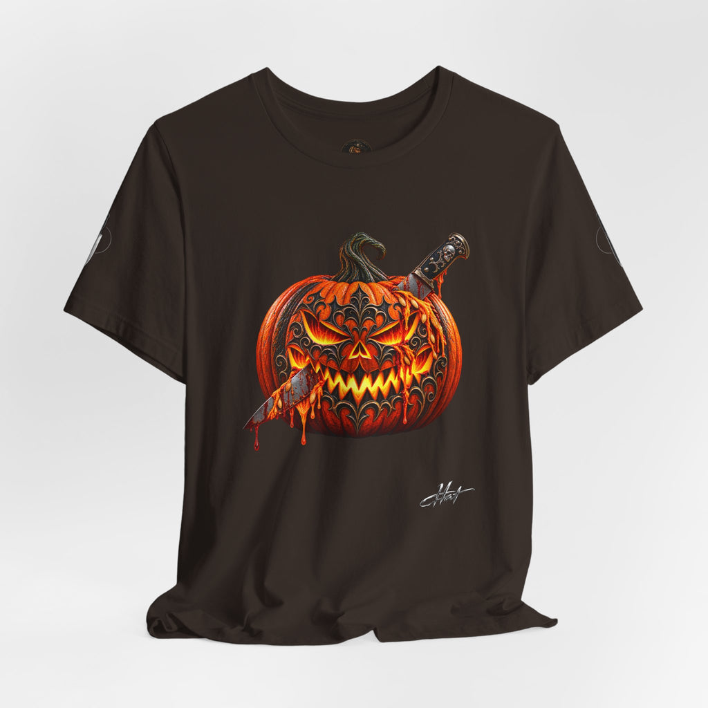 Gothic Carved Pumpkin Unisex Jersey Short Sleeve Tee
