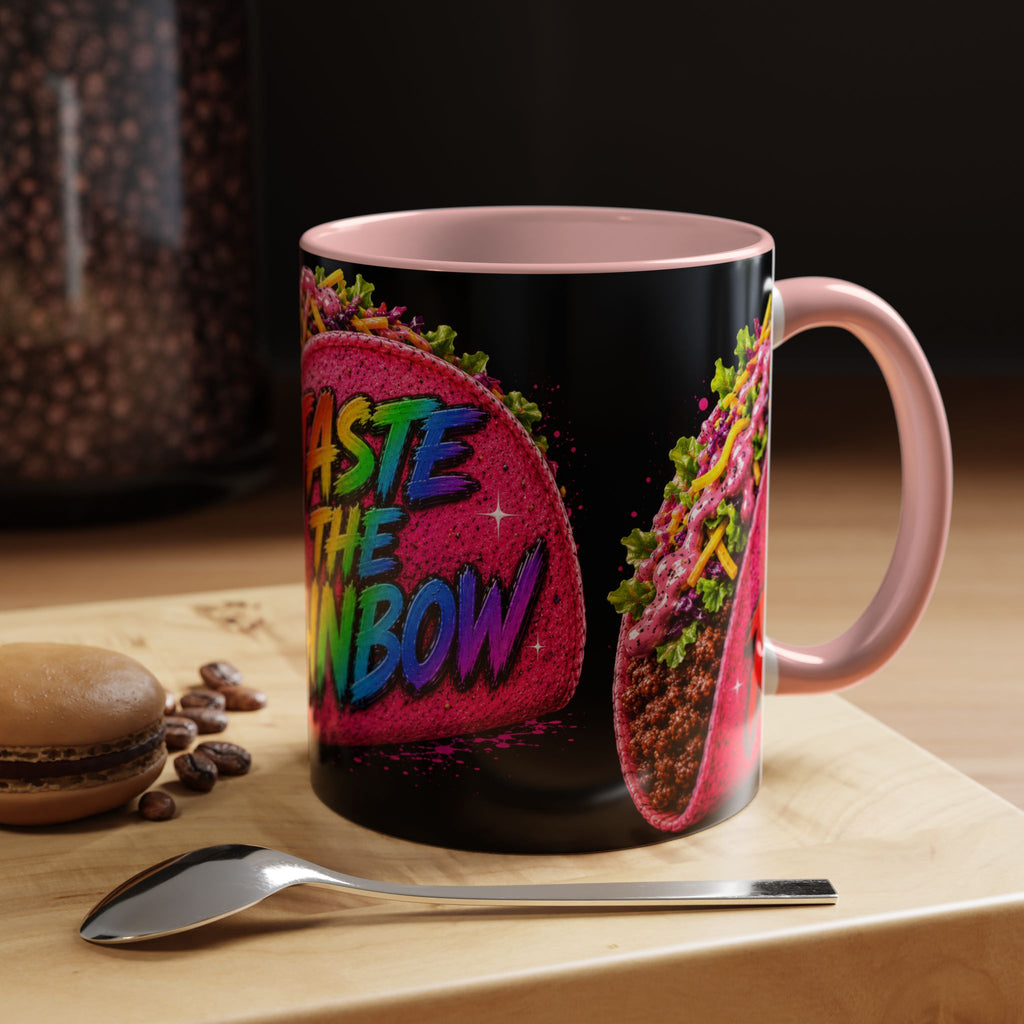 Taste The Rainbow Taco Coffee Mug — Colorful Novelty Accent Mug (11/15oz)