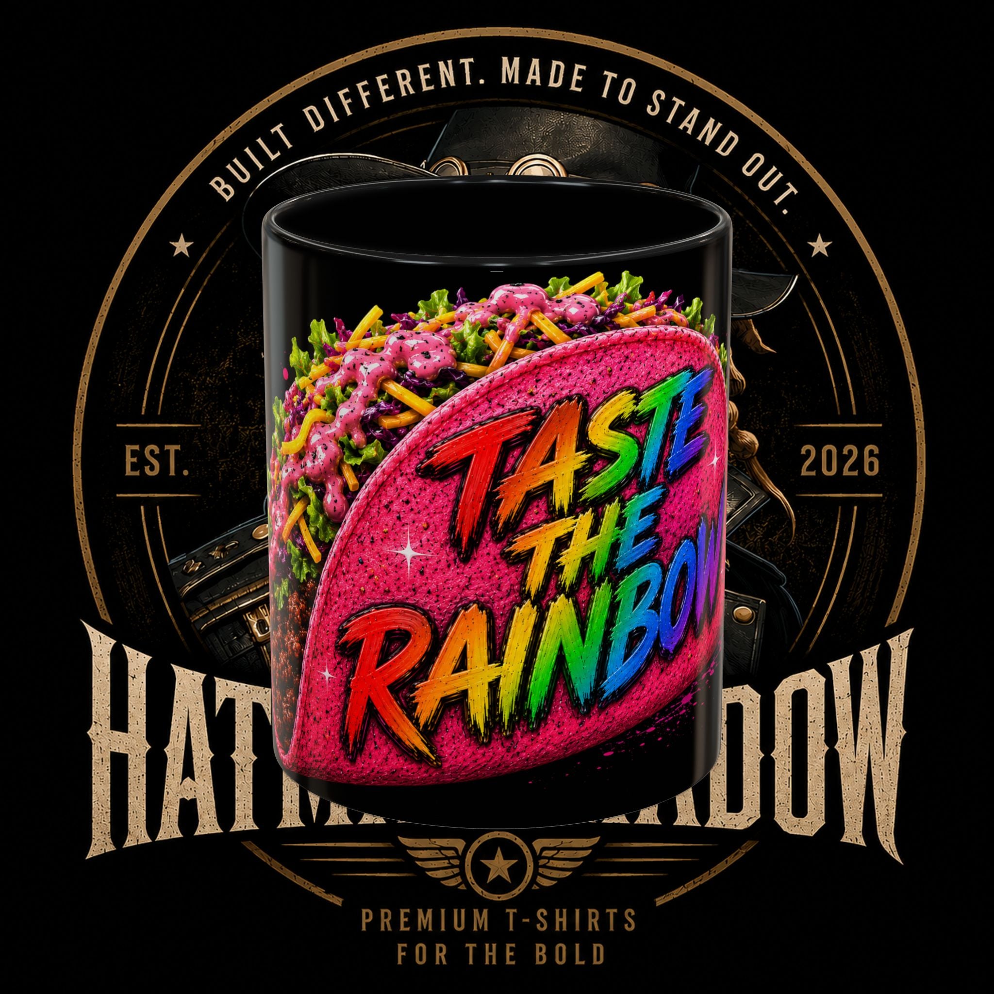 Taste The Rainbow Taco Coffee Mug — Colorful Novelty Accent Mug (11/15oz)