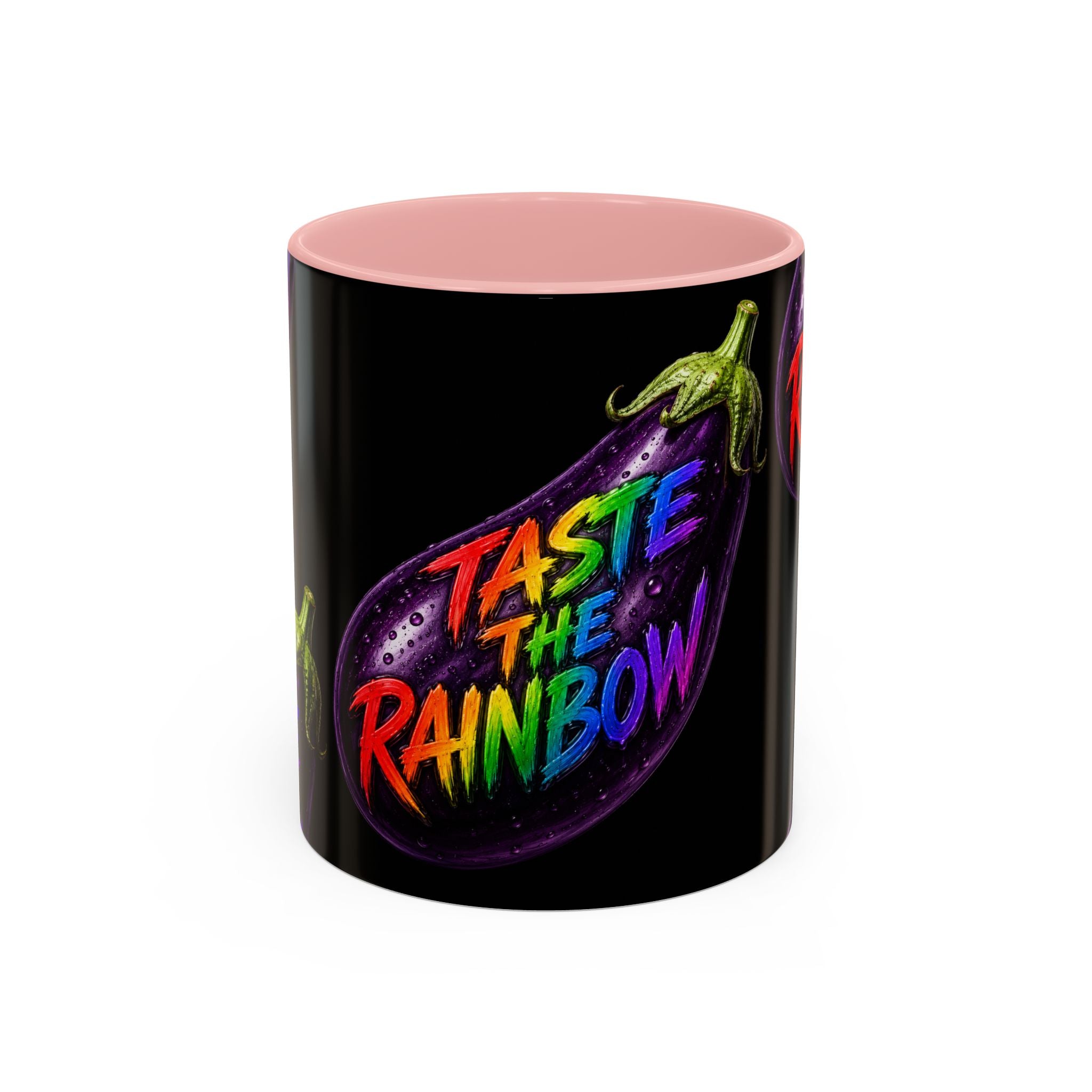 Taste the Rainbow Eggplant Coffee Mug — Pride Rainbow Accent Mug (11/15oz)