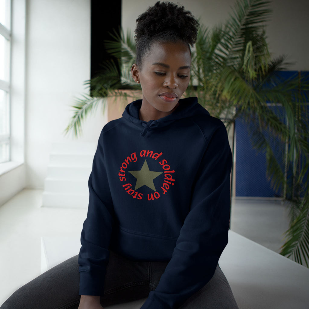 Strong and Steady Star Hoodie — "Strong and Soldier on" Graphic Hoodie