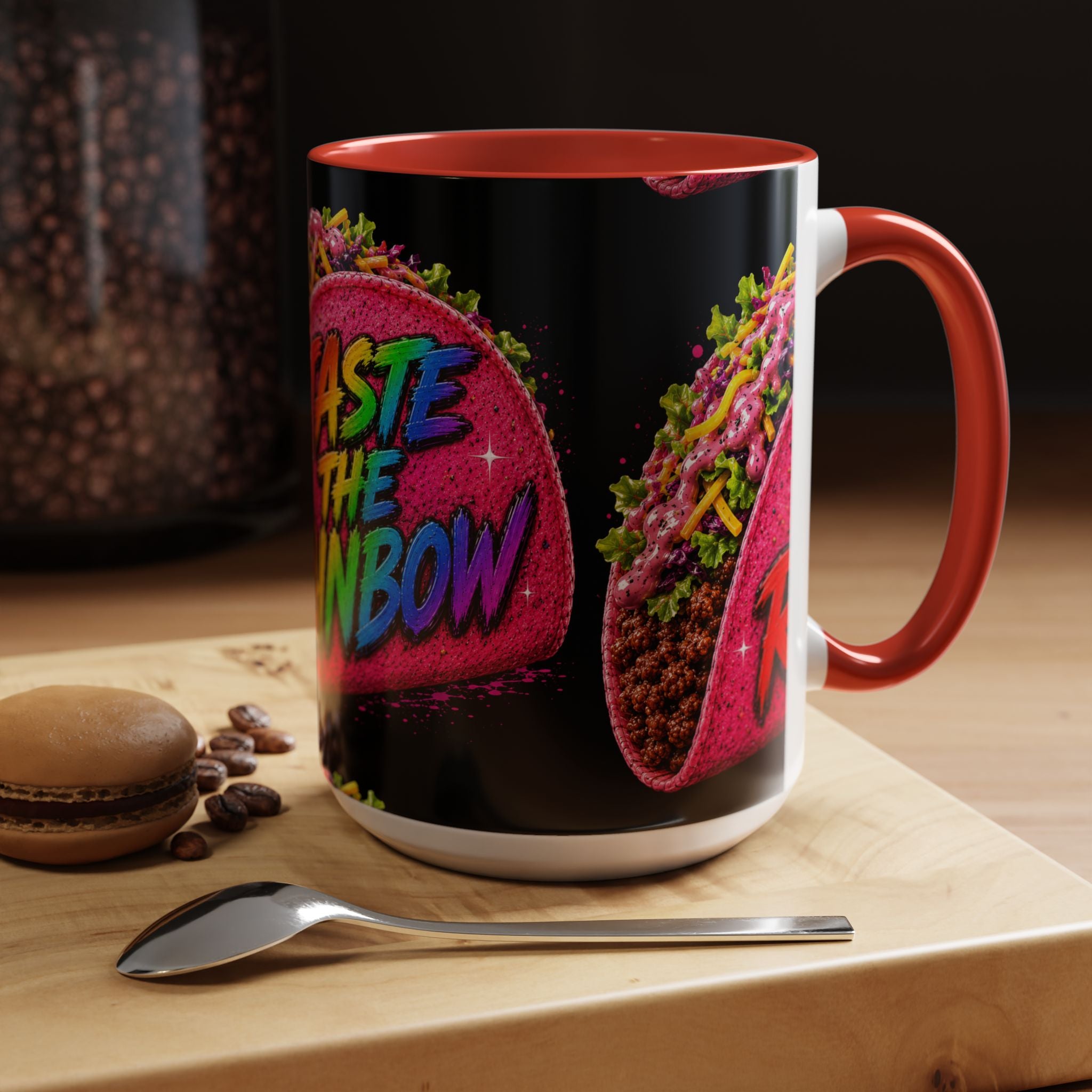 Taste The Rainbow Taco Coffee Mug — Colorful Novelty Accent Mug (11/15oz)