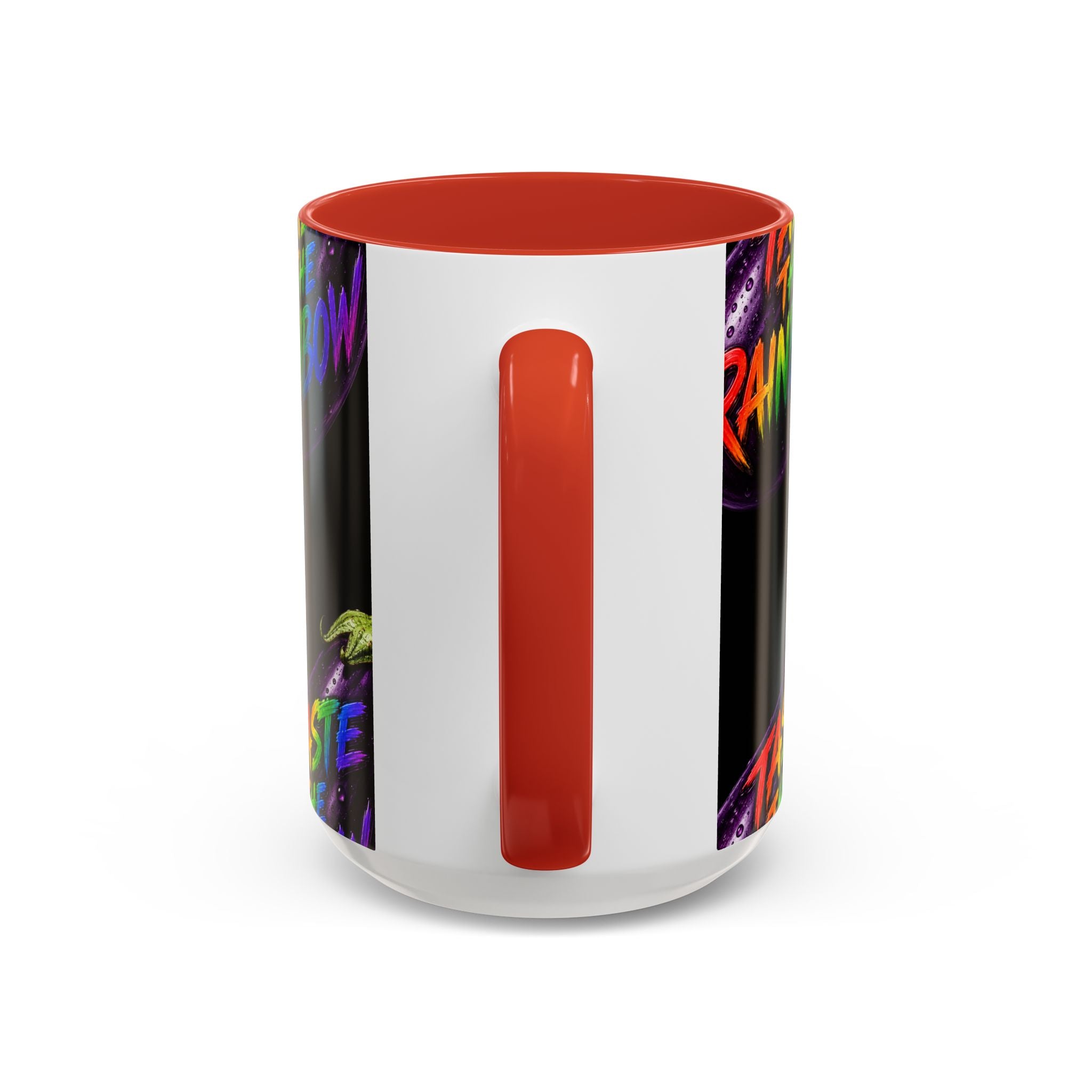 Taste the Rainbow Eggplant Coffee Mug — Pride Rainbow Accent Mug (11/15oz)