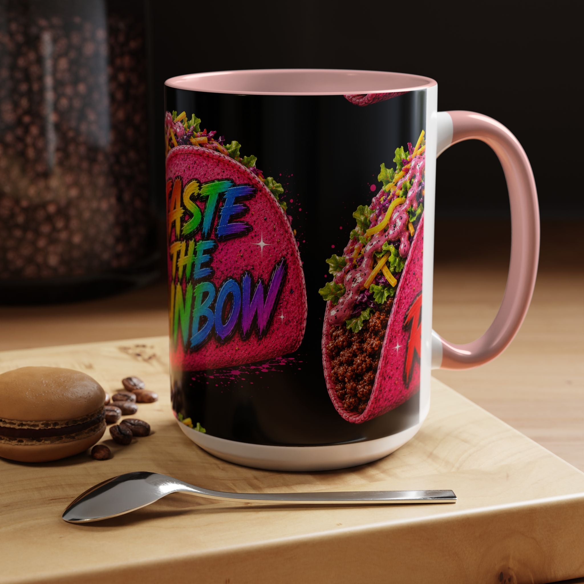 Taste The Rainbow Taco Coffee Mug — Colorful Novelty Accent Mug (11/15oz)