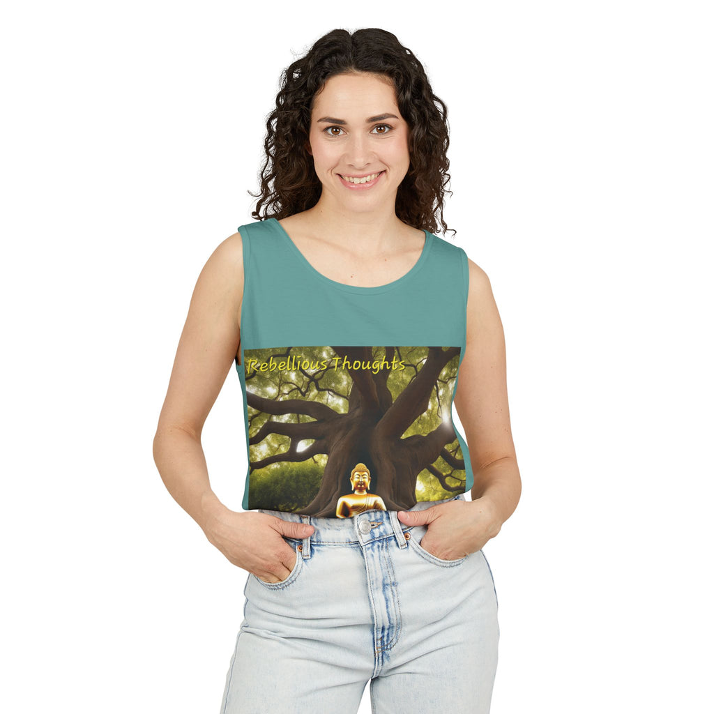 Buddha Under Bodhi Tree Tank Top — 'Be Hellow & Thoughtful' Spiritual Meditation Tee