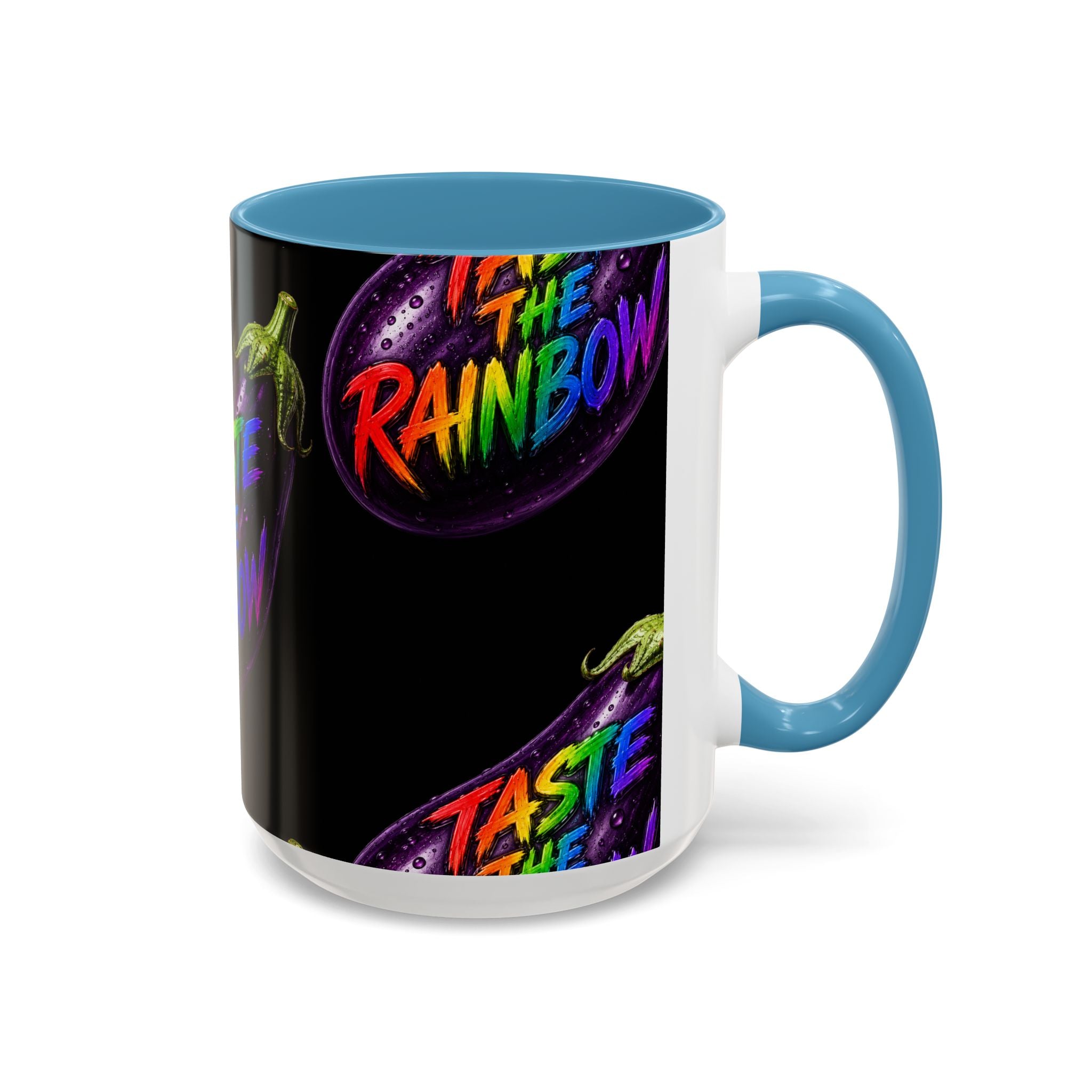 Taste the Rainbow Eggplant Coffee Mug — Pride Rainbow Accent Mug (11/15oz)