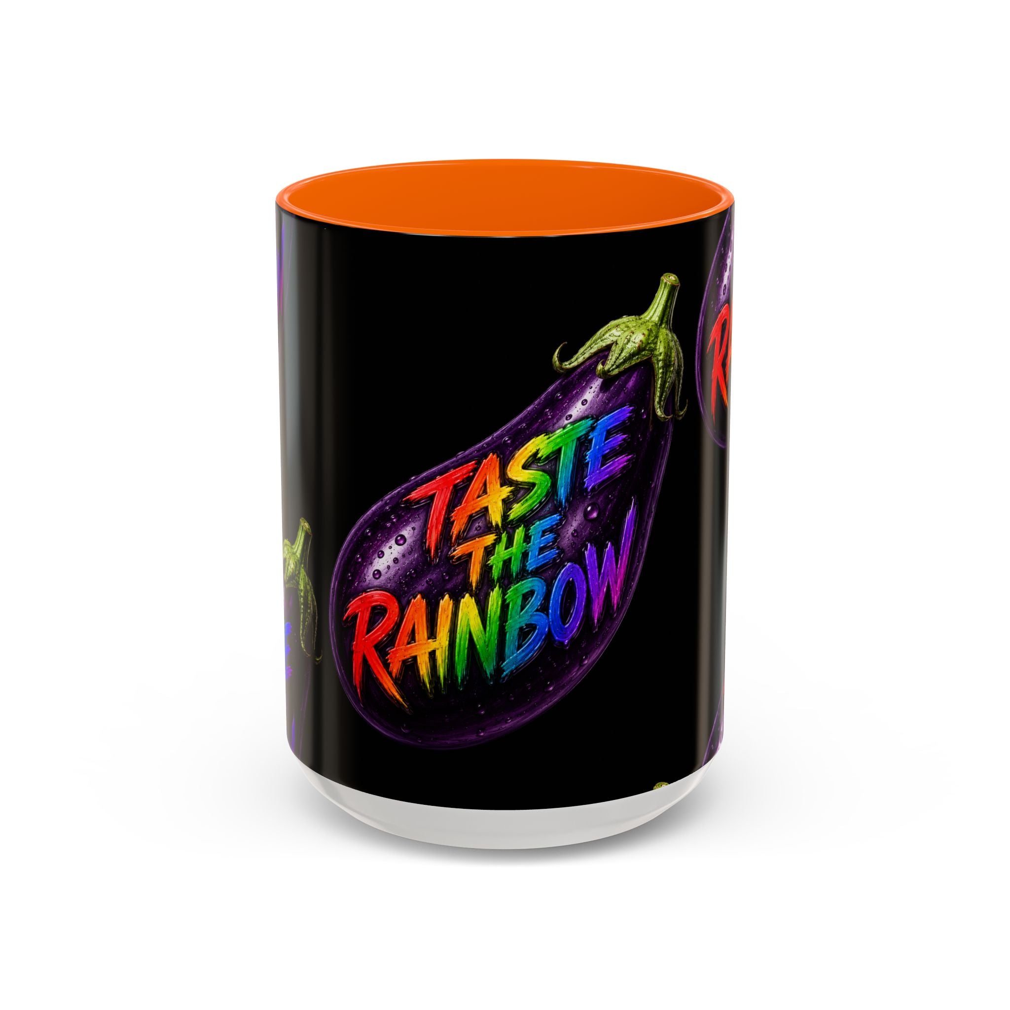 Taste the Rainbow Eggplant Coffee Mug — Pride Rainbow Accent Mug (11/15oz)