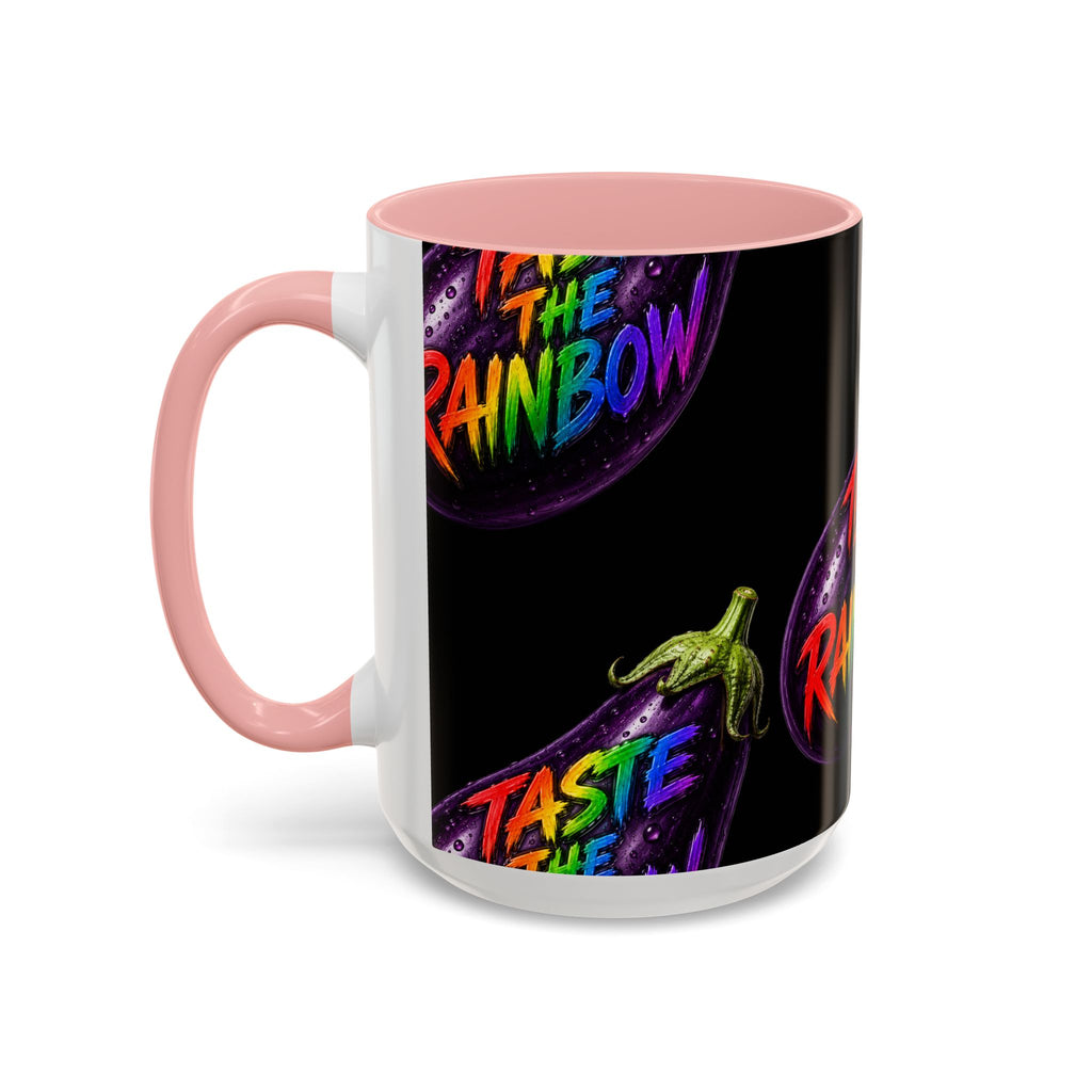 Taste the Rainbow Eggplant Coffee Mug — Pride Rainbow Accent Mug (11/15oz)