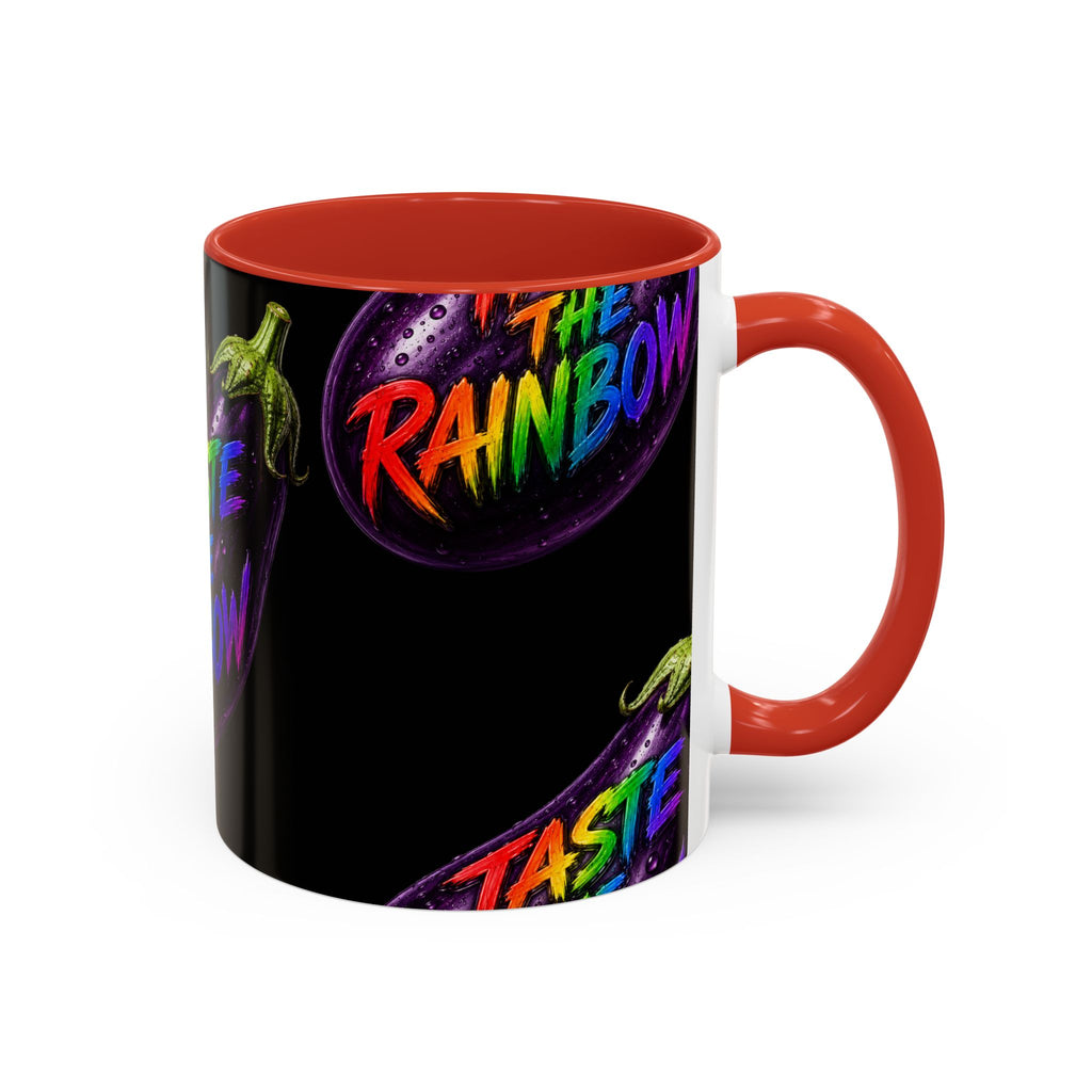 Taste the Rainbow Eggplant Coffee Mug — Pride Rainbow Accent Mug (11/15oz)