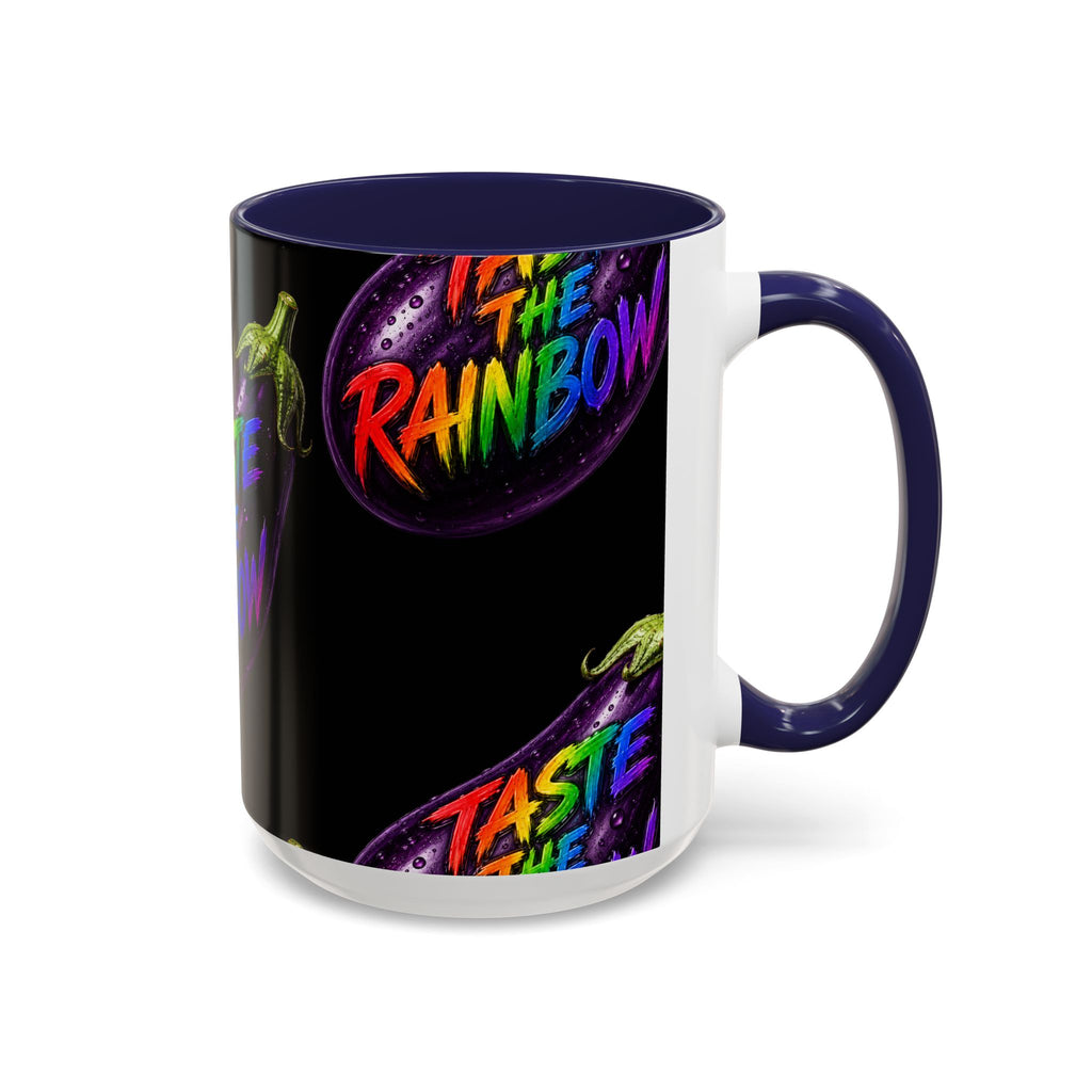 Taste the Rainbow Eggplant Coffee Mug — Pride Rainbow Accent Mug (11/15oz)