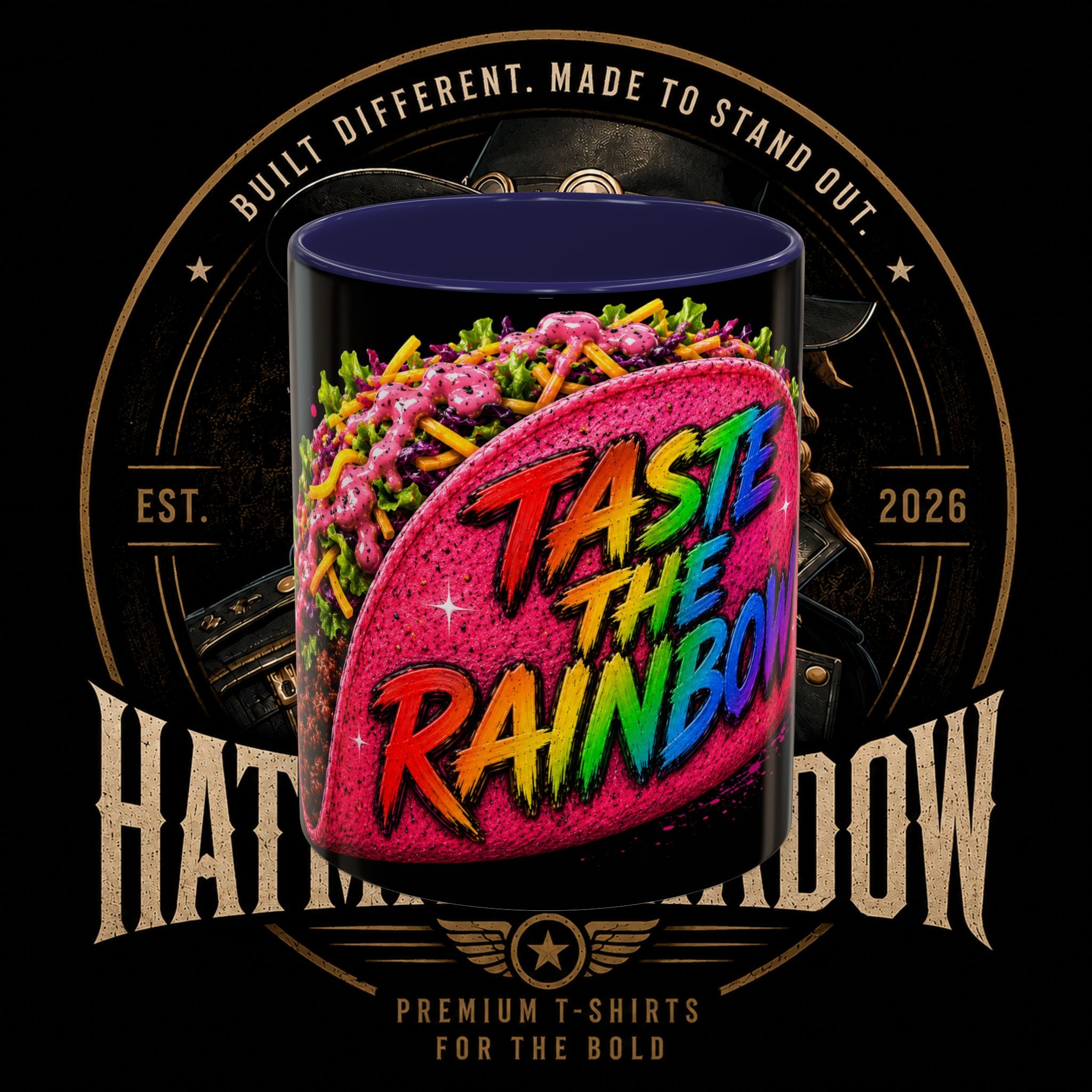 Taste The Rainbow Taco Coffee Mug — Colorful Novelty Accent Mug (11/15oz)