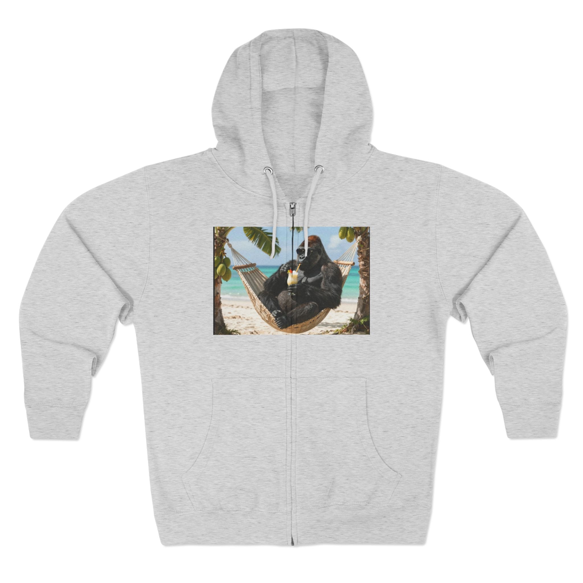 Hammock Gorilla Zip Hoodie – Relaxing Beach Ape Design