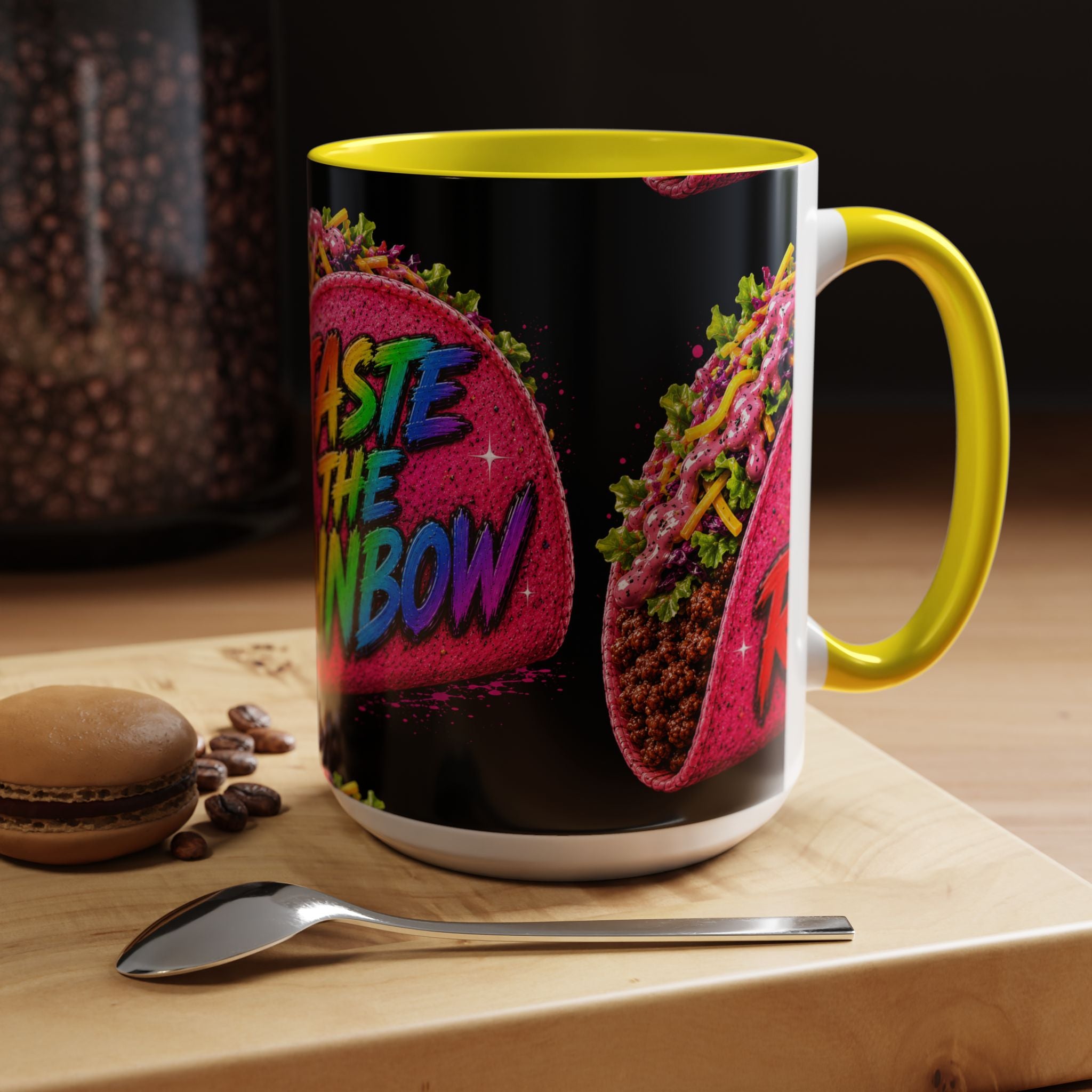 Taste The Rainbow Taco Coffee Mug — Colorful Novelty Accent Mug (11/15oz)