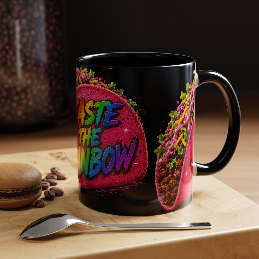 Taste The Rainbow Taco Coffee Mug — Colorful Novelty Accent Mug (11/15oz)