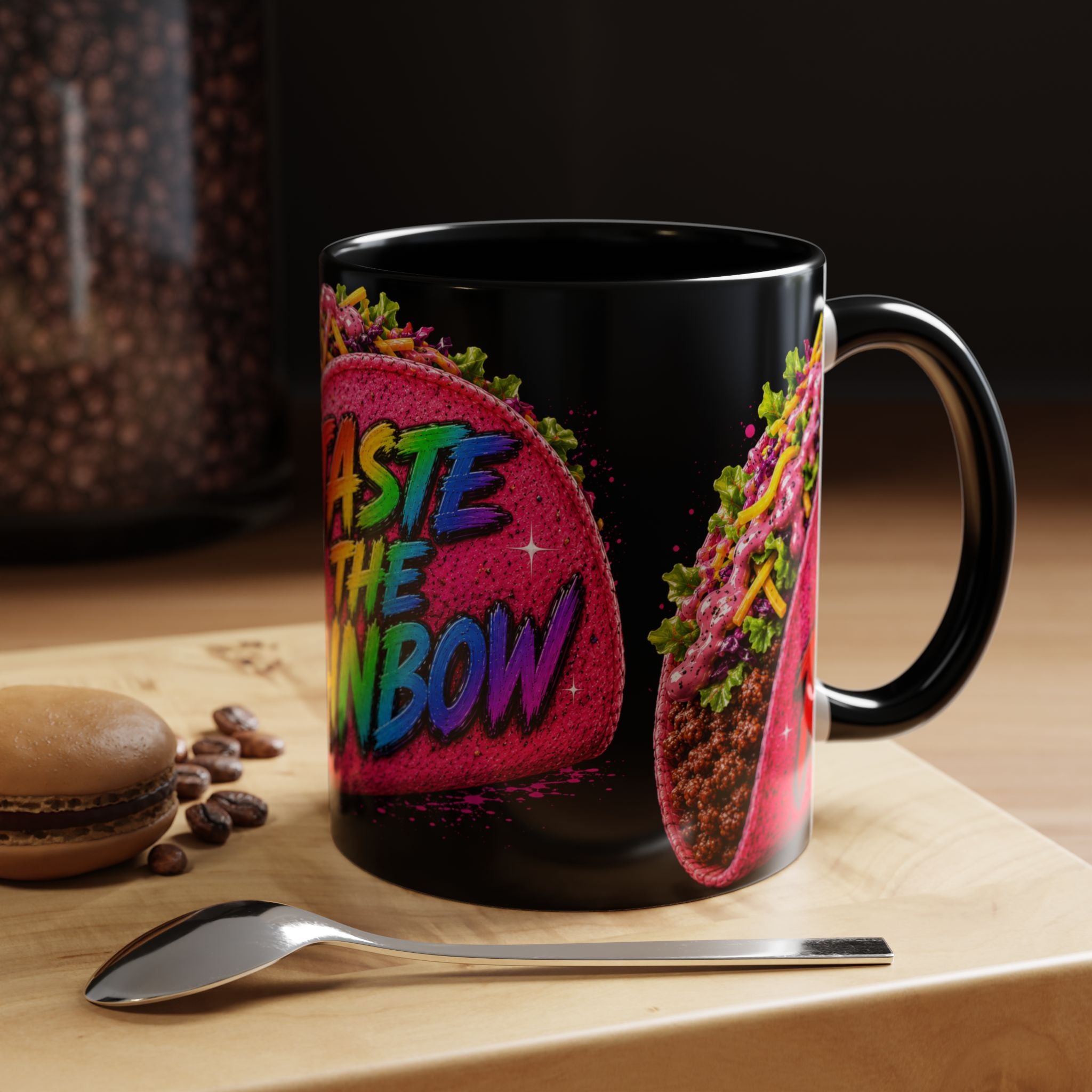 Taste The Rainbow Taco Coffee Mug — Colorful Novelty Accent Mug (11/15oz)