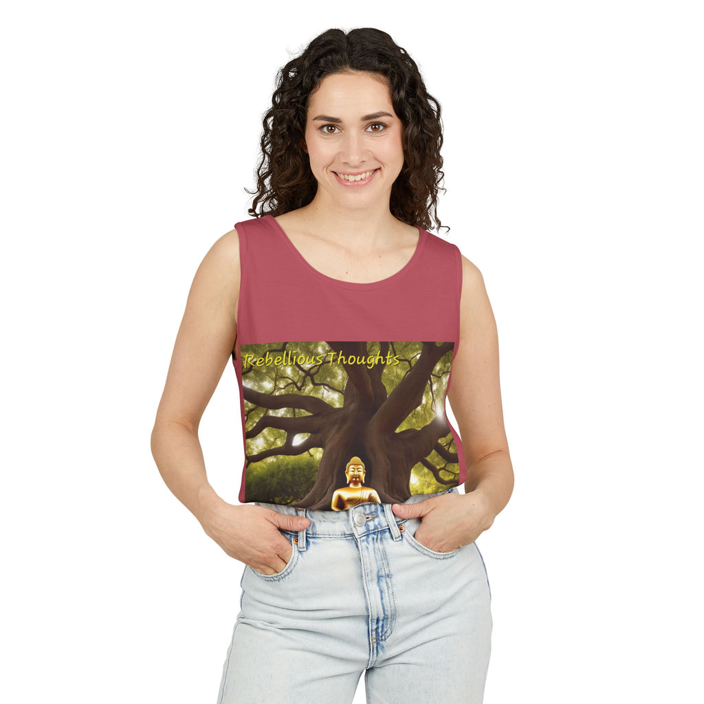 Buddha Under Bodhi Tree Tank Top — 'Be Hellow & Thoughtful' Spiritual Meditation Tee