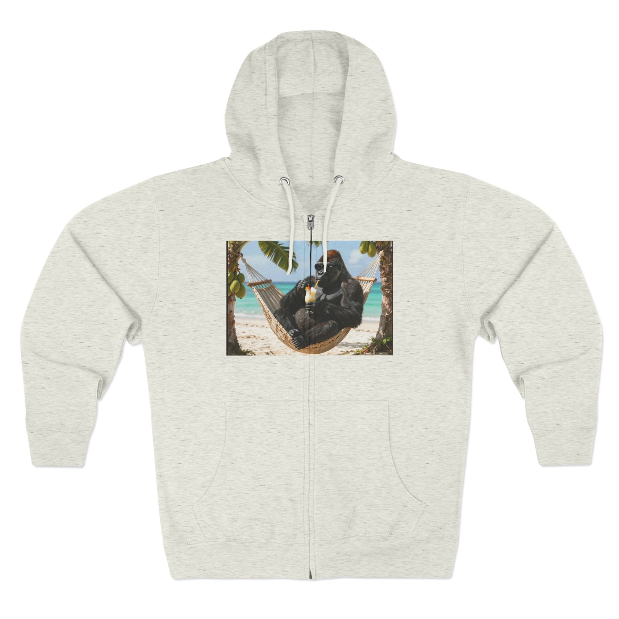 Hammock Gorilla Zip Hoodie – Relaxing Beach Ape Design