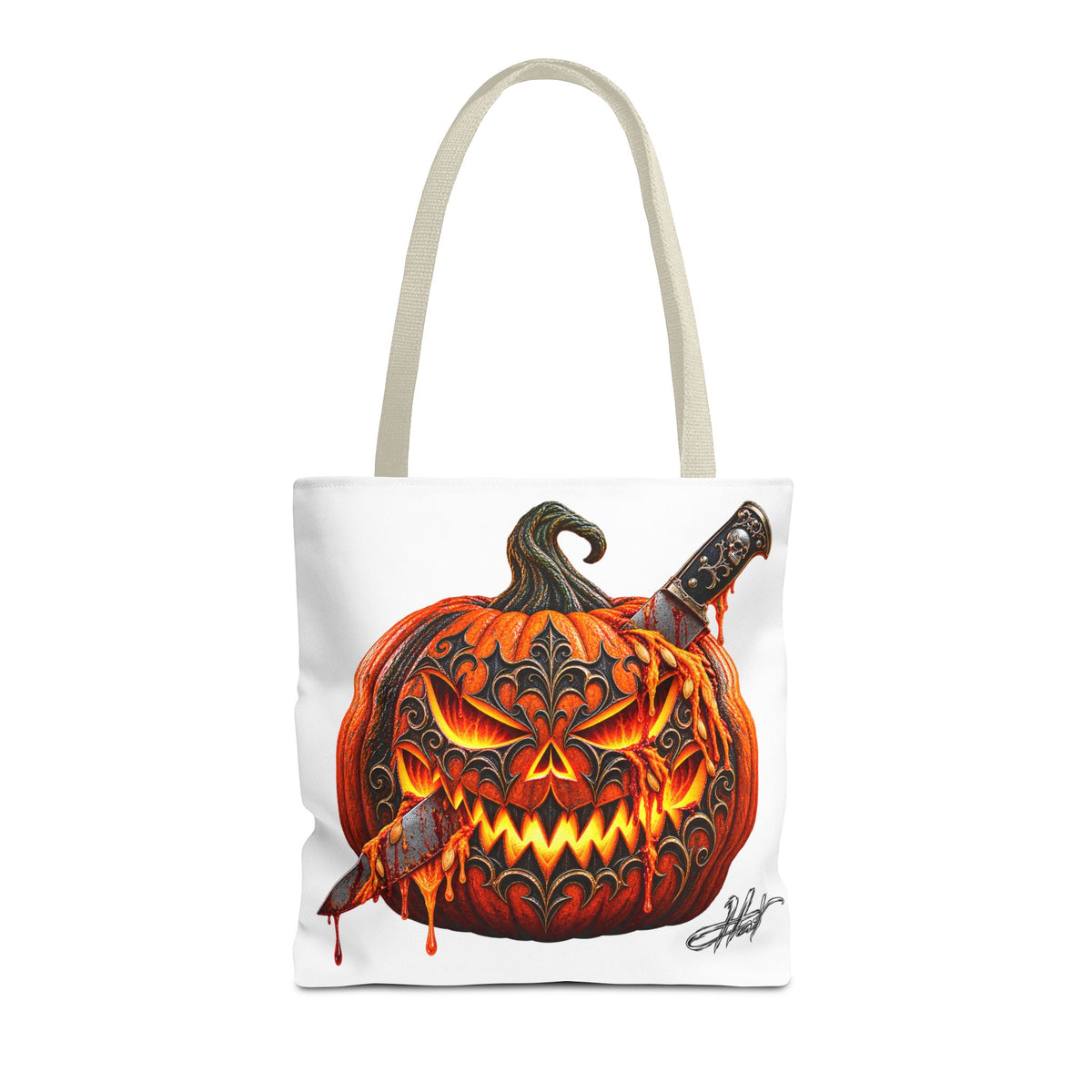 Gothic Carved Pumpkin Tote Bag (AOP)