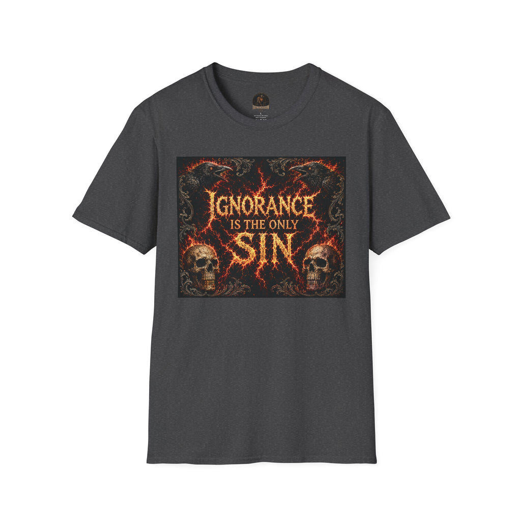 T-Shirt — "Ignorance Is The Only Sin" Gothic Skull Graphic Tee