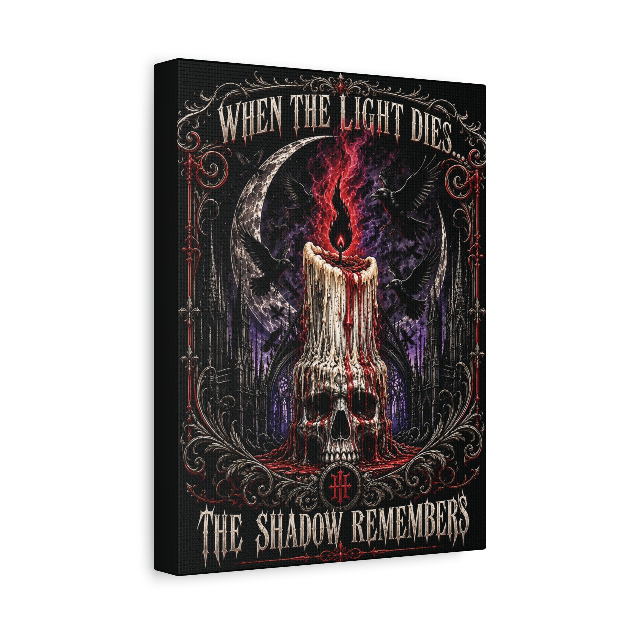 Gothic Candle Skull Canvas – "When the Light Dies, The Shadow Remembers" Matte Stretched Wall Art