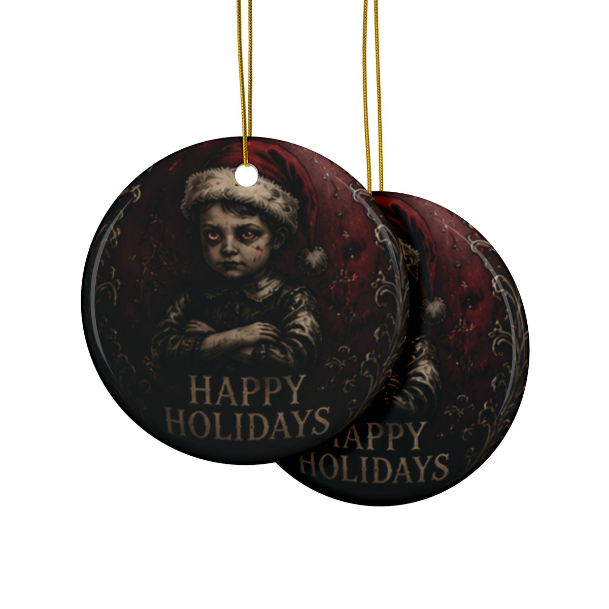Goth Ceramic Christmas Ornament#2, 2-Side Print, (1pc, 3pcs, 5pcs, 10pcs)