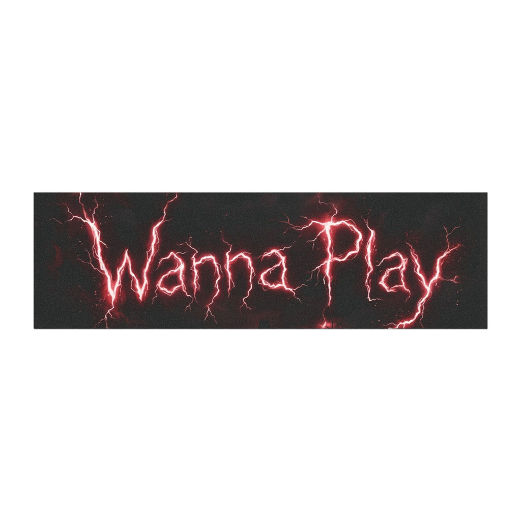 Wanna Play? Red Lightning Script Car Magnet — Gothic Horror Bumper Sticker