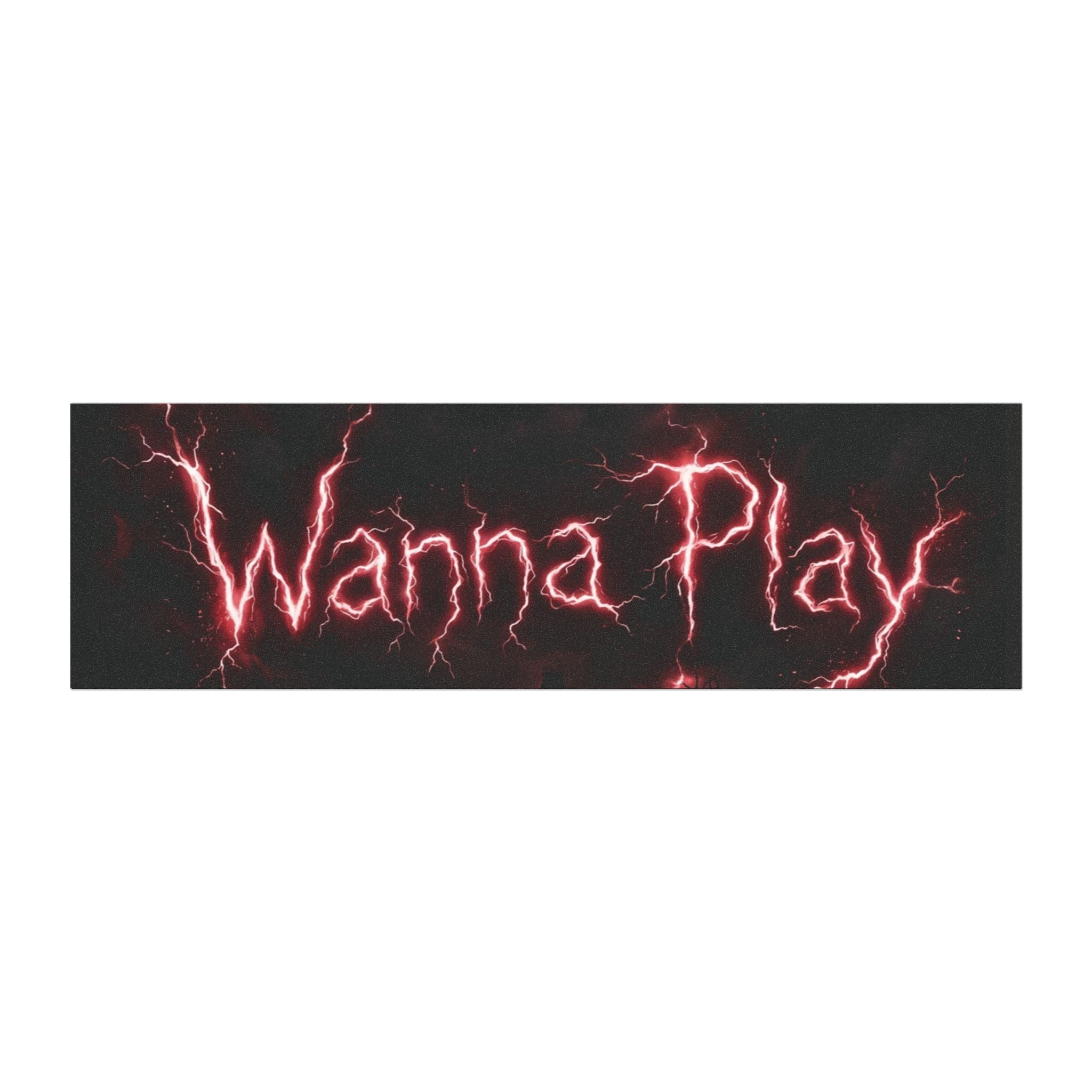 Wanna Play? Red Lightning Script Car Magnet — Gothic Horror Bumper Sticker