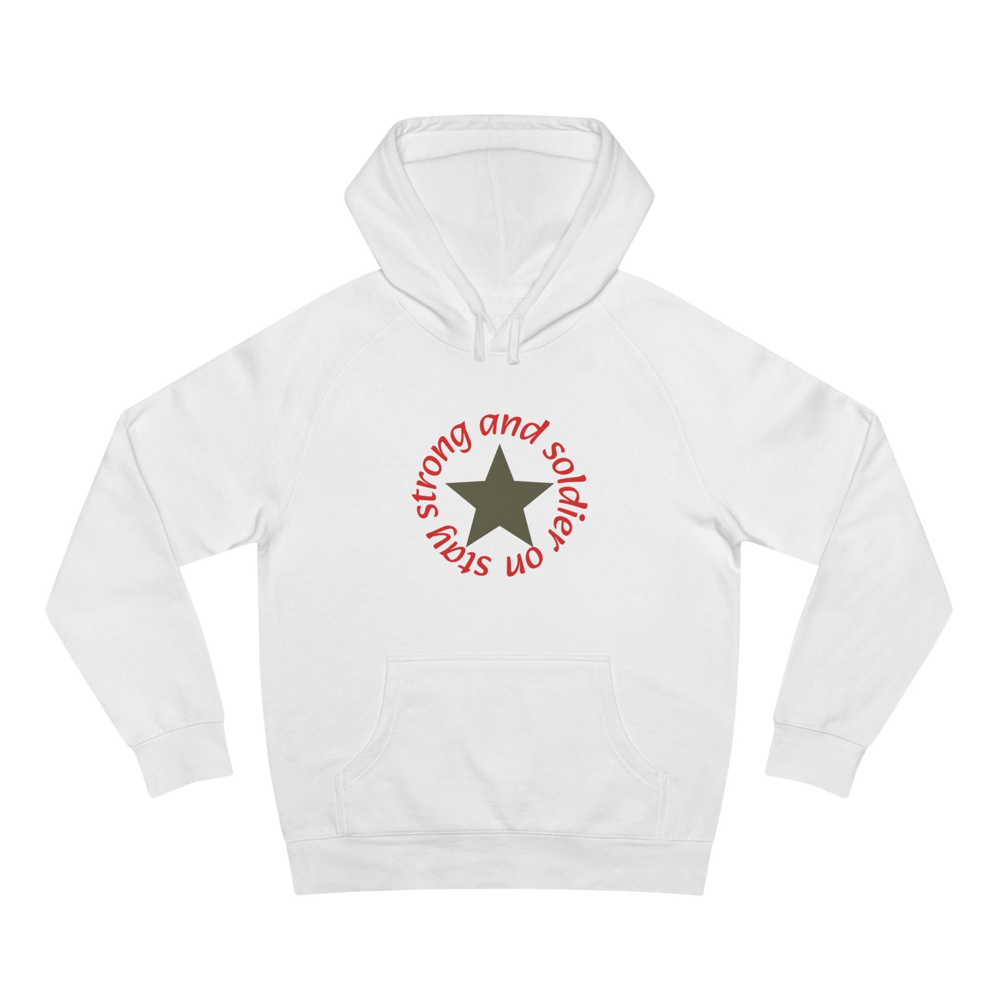 Strong and Steady Star Hoodie — "Strong and Soldier on" Graphic Hoodie