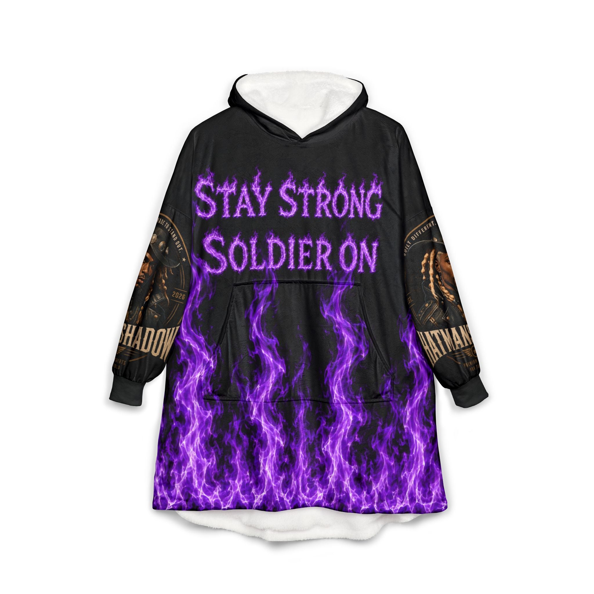Hooded Blanket — "Stay Strong Soldier On" Purple Flame Tribute