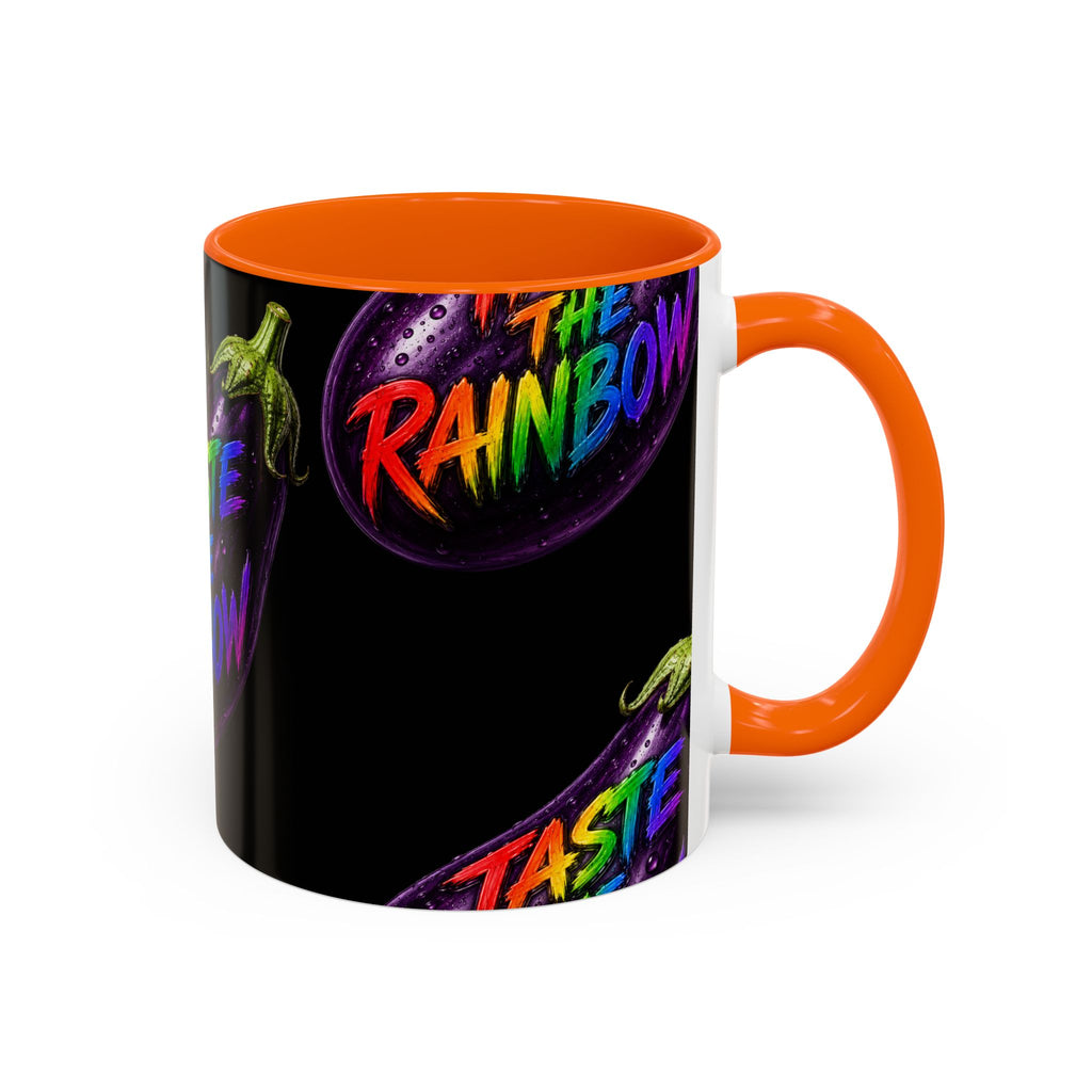 Taste the Rainbow Eggplant Coffee Mug — Pride Rainbow Accent Mug (11/15oz)