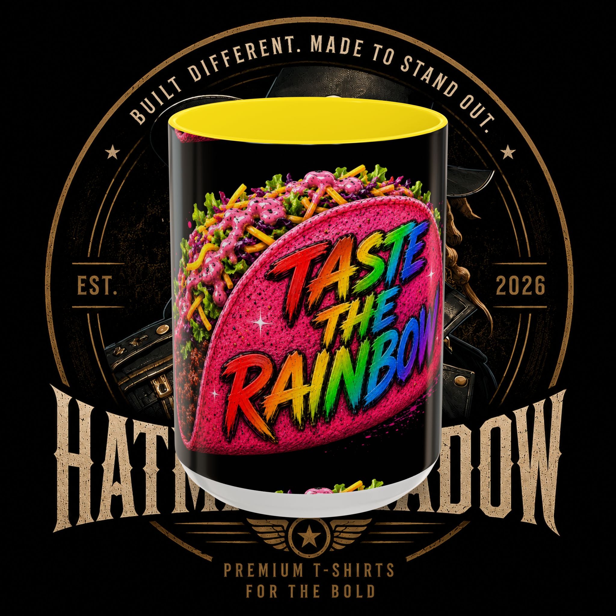 Taste The Rainbow Taco Coffee Mug — Colorful Novelty Accent Mug (11/15oz)