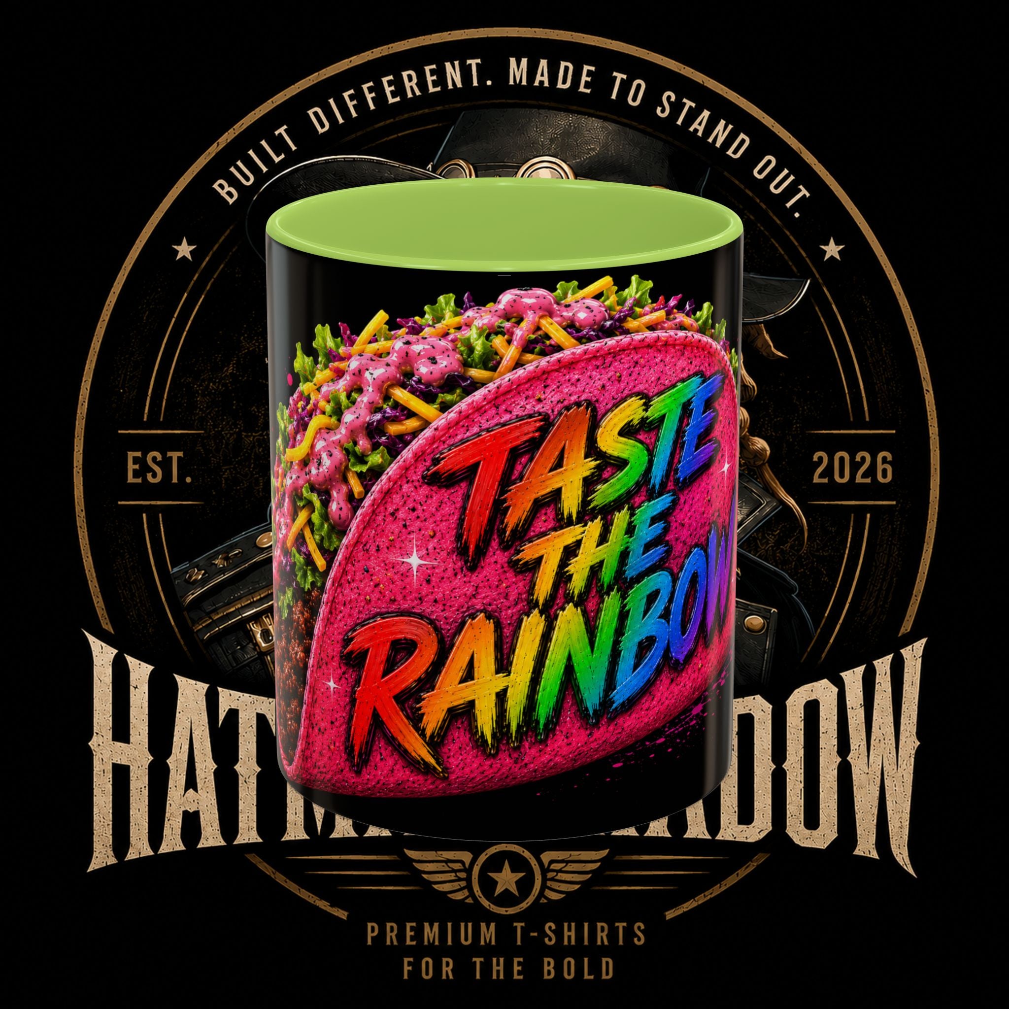 Taste The Rainbow Taco Coffee Mug — Colorful Novelty Accent Mug (11/15oz)