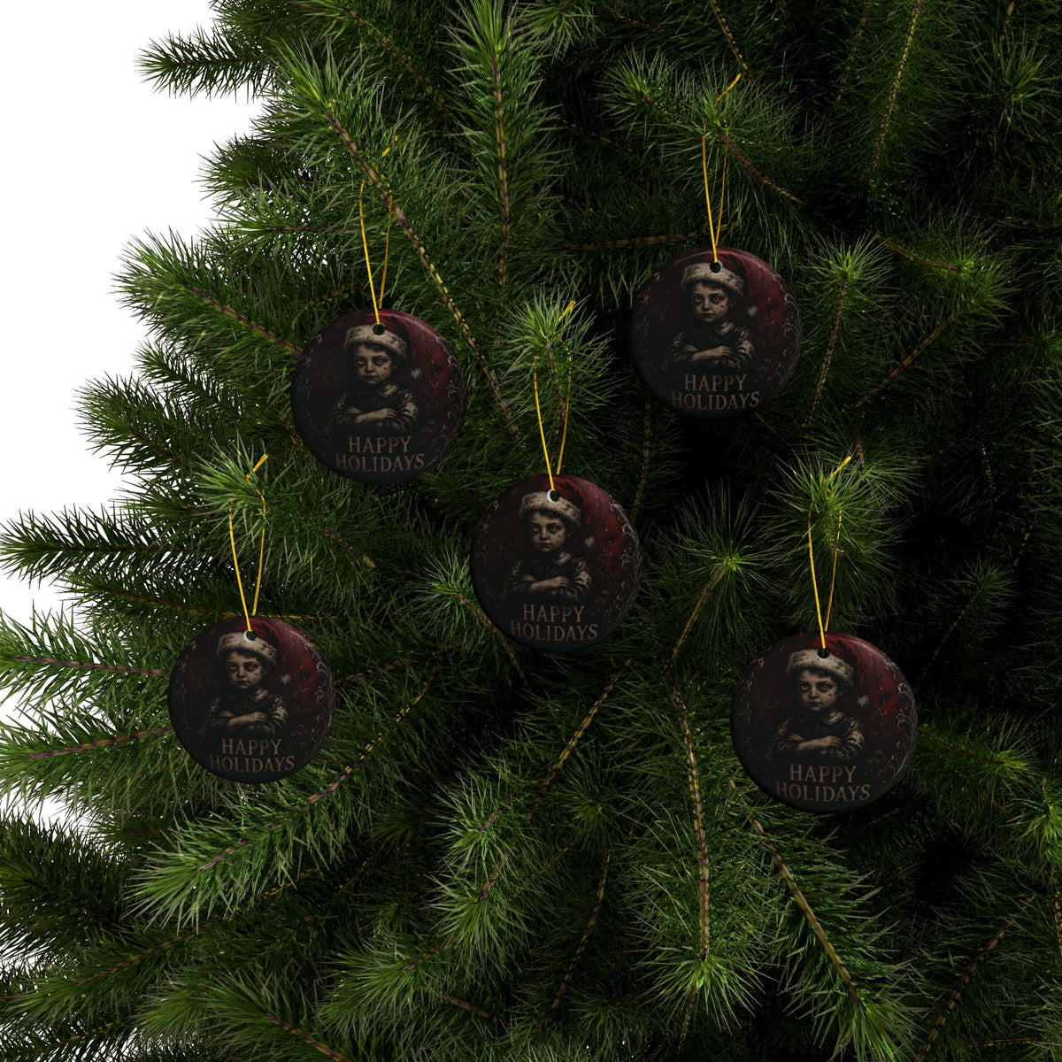 Goth Ceramic Christmas Ornament#2, 2-Side Print, (1pc, 3pcs, 5pcs, 10pcs)