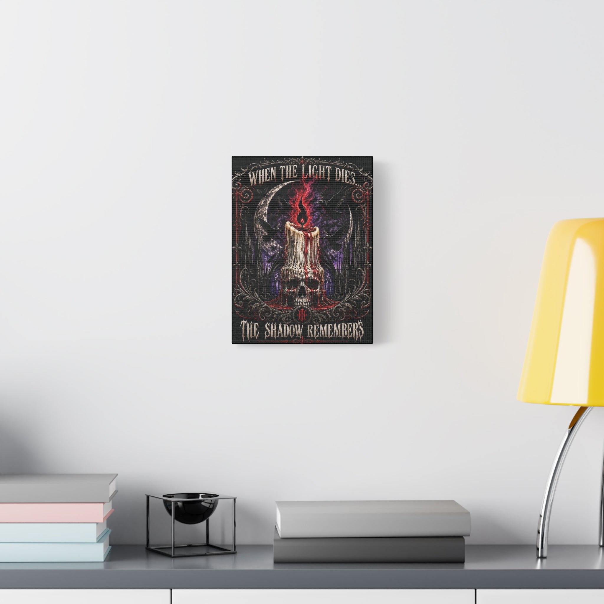 Gothic Candle Skull Canvas – "When the Light Dies, The Shadow Remembers" Matte Stretched Wall Art