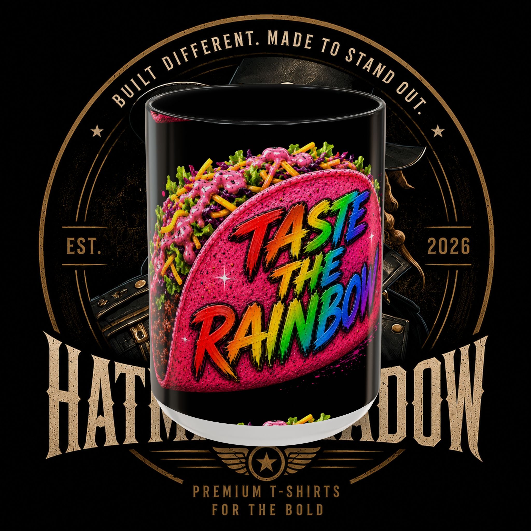 Taste The Rainbow Taco Coffee Mug — Colorful Novelty Accent Mug (11/15oz)