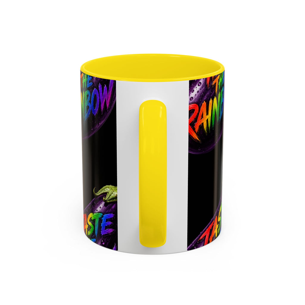 Taste the Rainbow Eggplant Coffee Mug — Pride Rainbow Accent Mug (11/15oz)