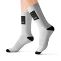 Hatmanshadow Sublimation Socks — Black Patch Logo Crew Socks for Fans