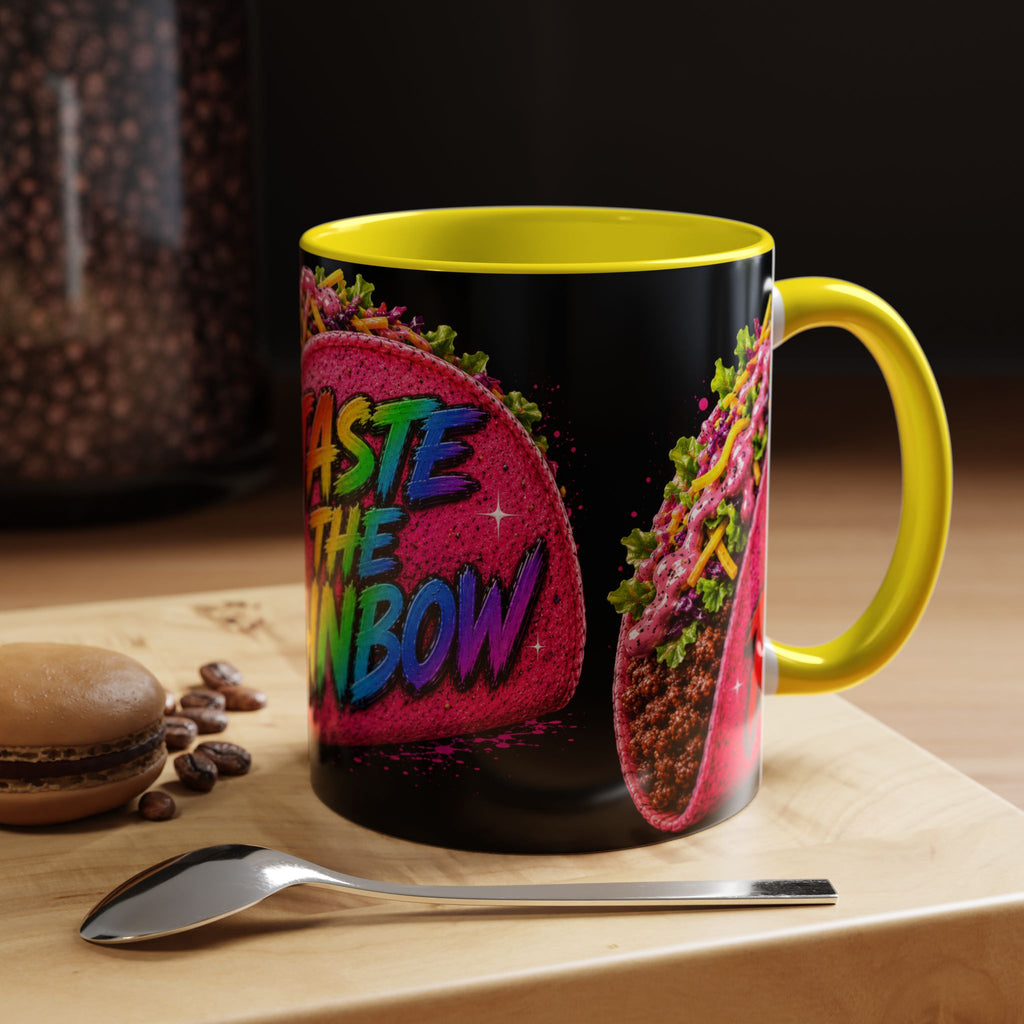 Taste The Rainbow Taco Coffee Mug — Colorful Novelty Accent Mug (11/15oz)