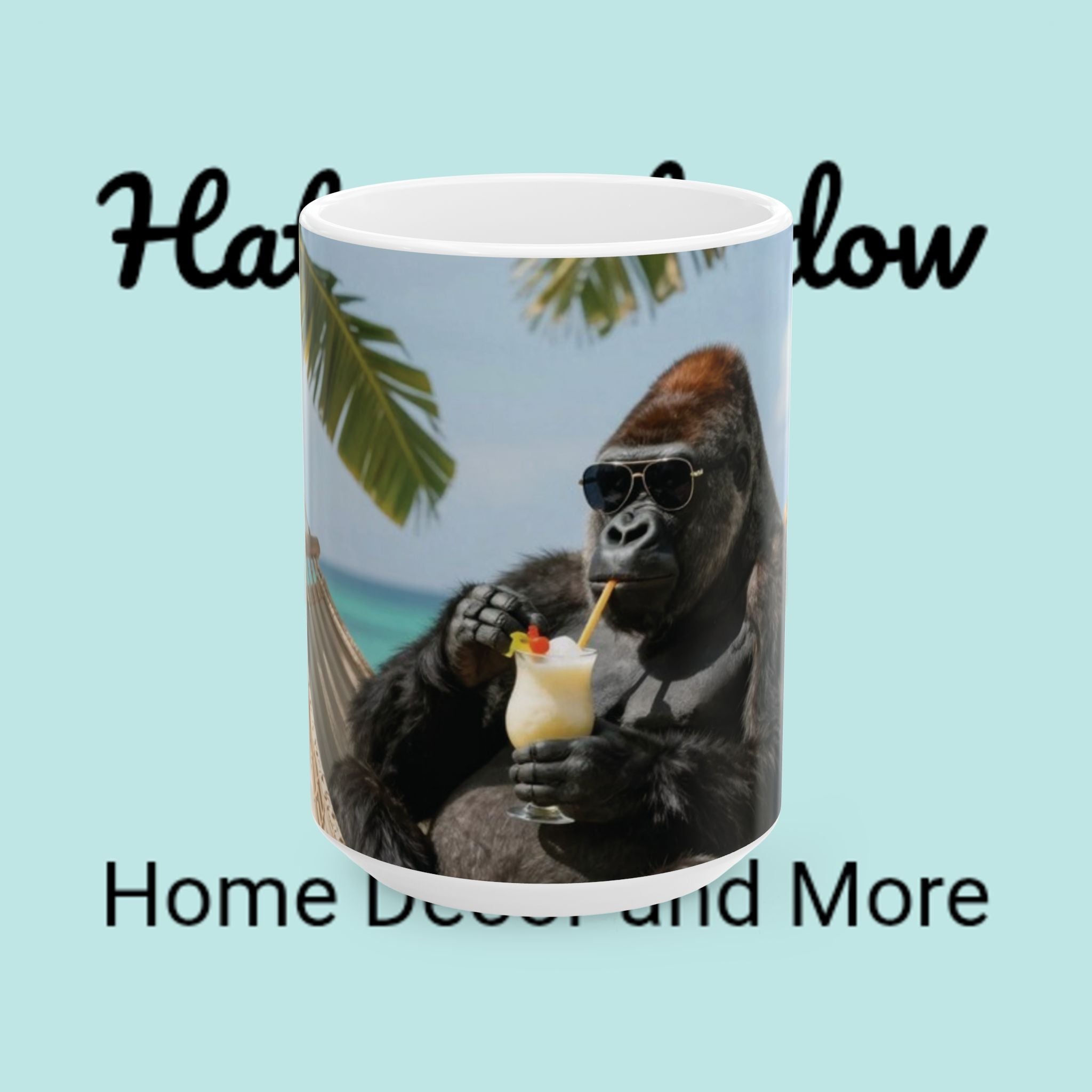 Tropical Gorilla Coffee Mug — Beach Drink Design Ceramic Mug (11oz, 15oz)
