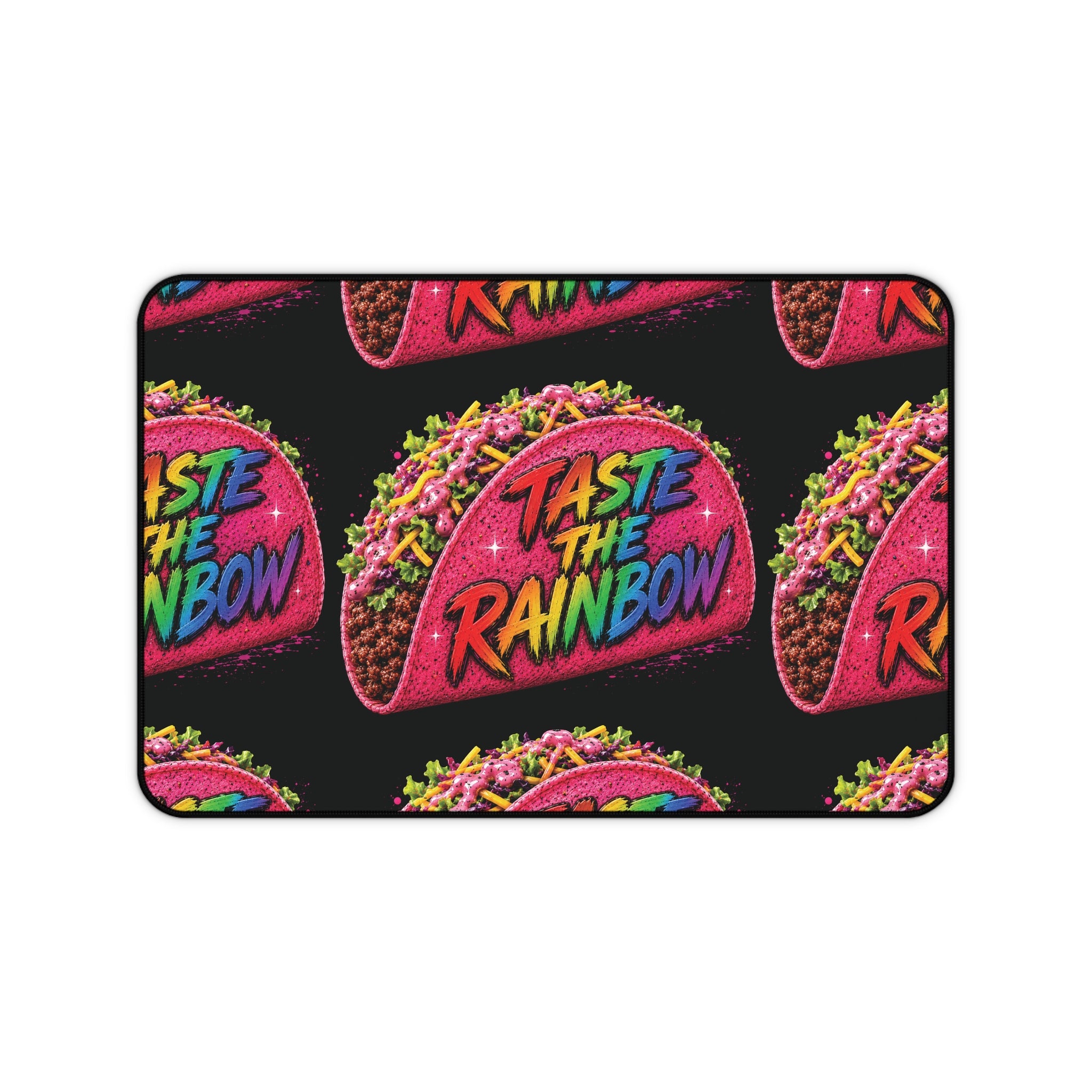 Taste the Rainbow Taco Desk Mat — Colorful Retro Gaming Mouse Pad for Gamers & Desk Decor