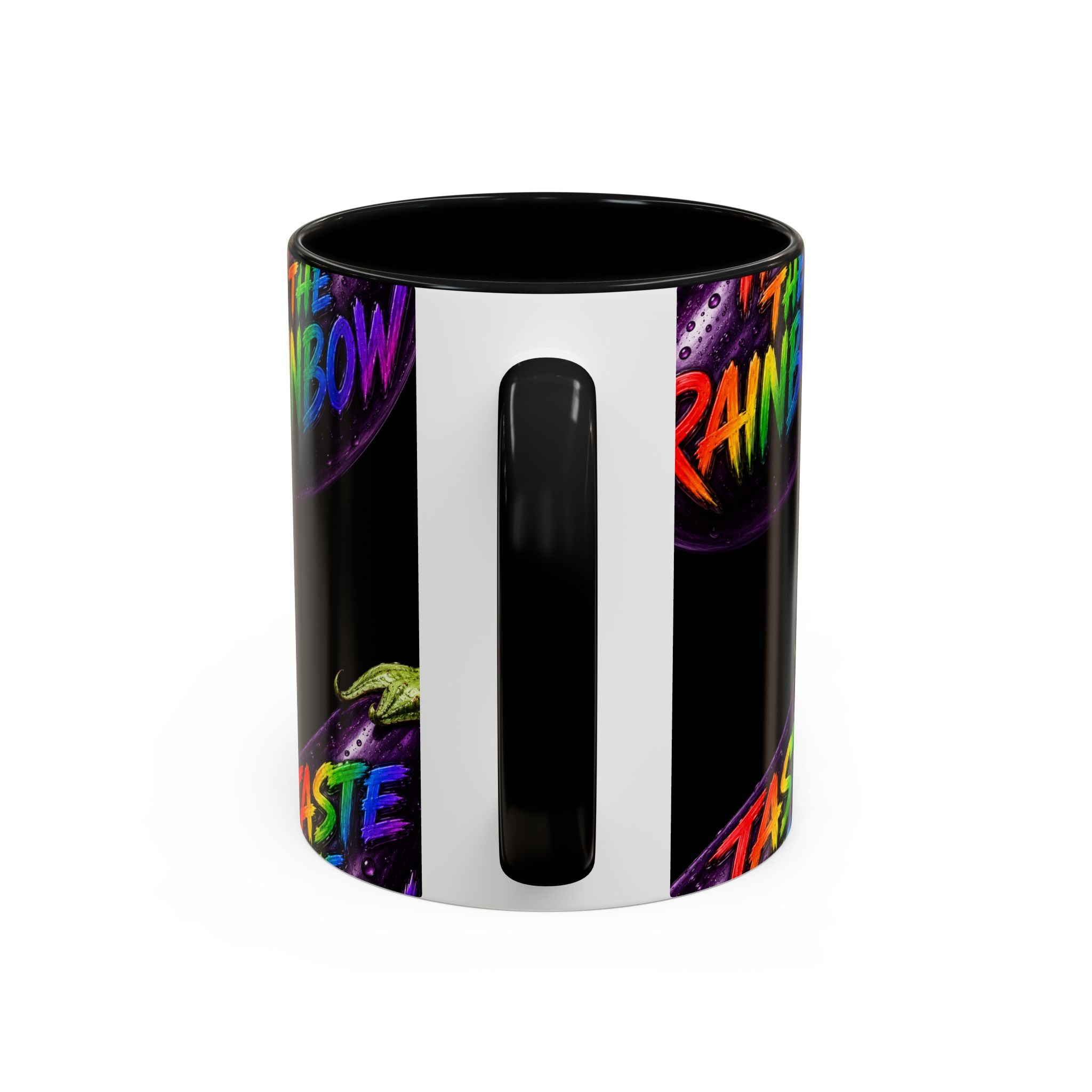 Taste the Rainbow Eggplant Coffee Mug — Pride Rainbow Accent Mug (11/15oz)