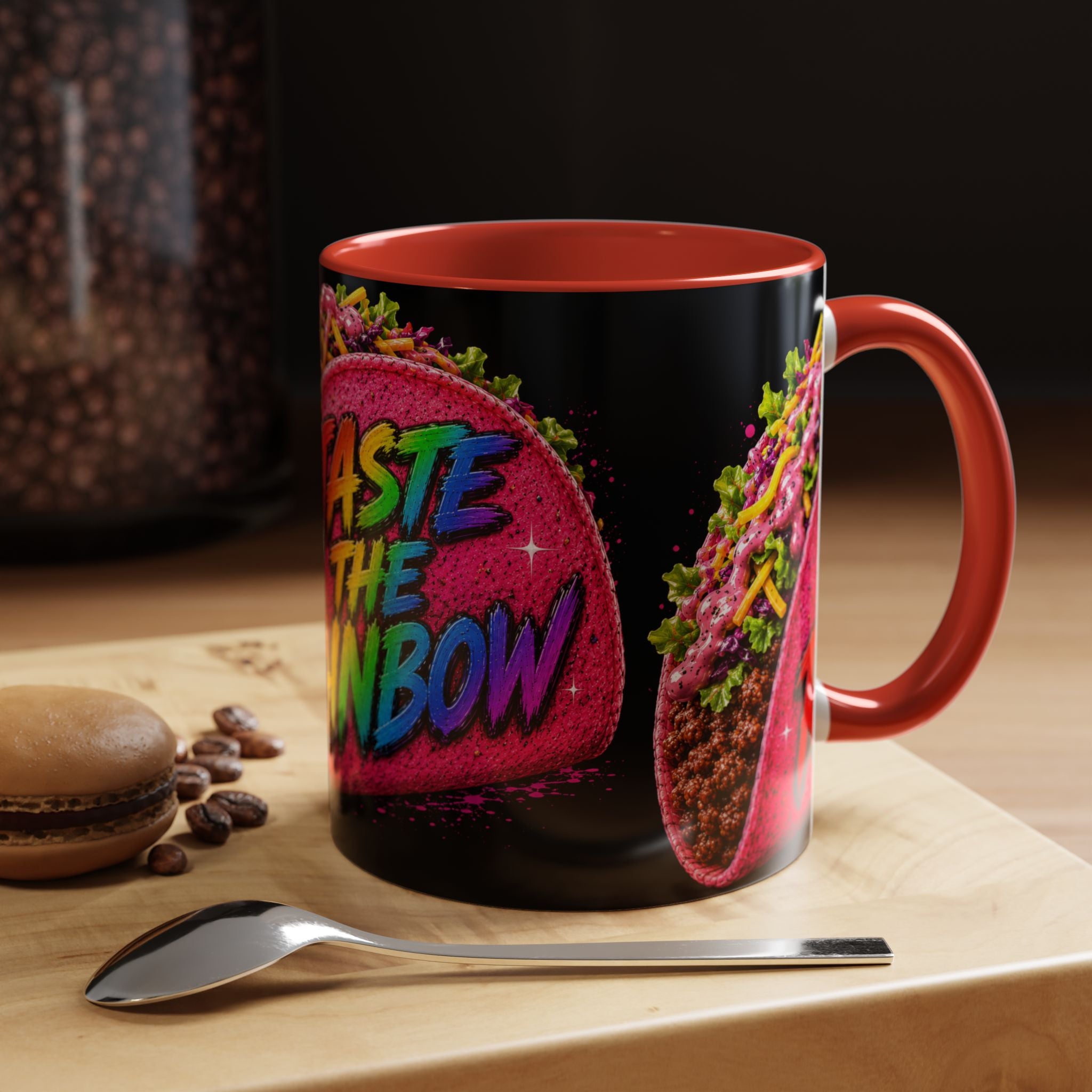 Taste The Rainbow Taco Coffee Mug — Colorful Novelty Accent Mug (11/15oz)