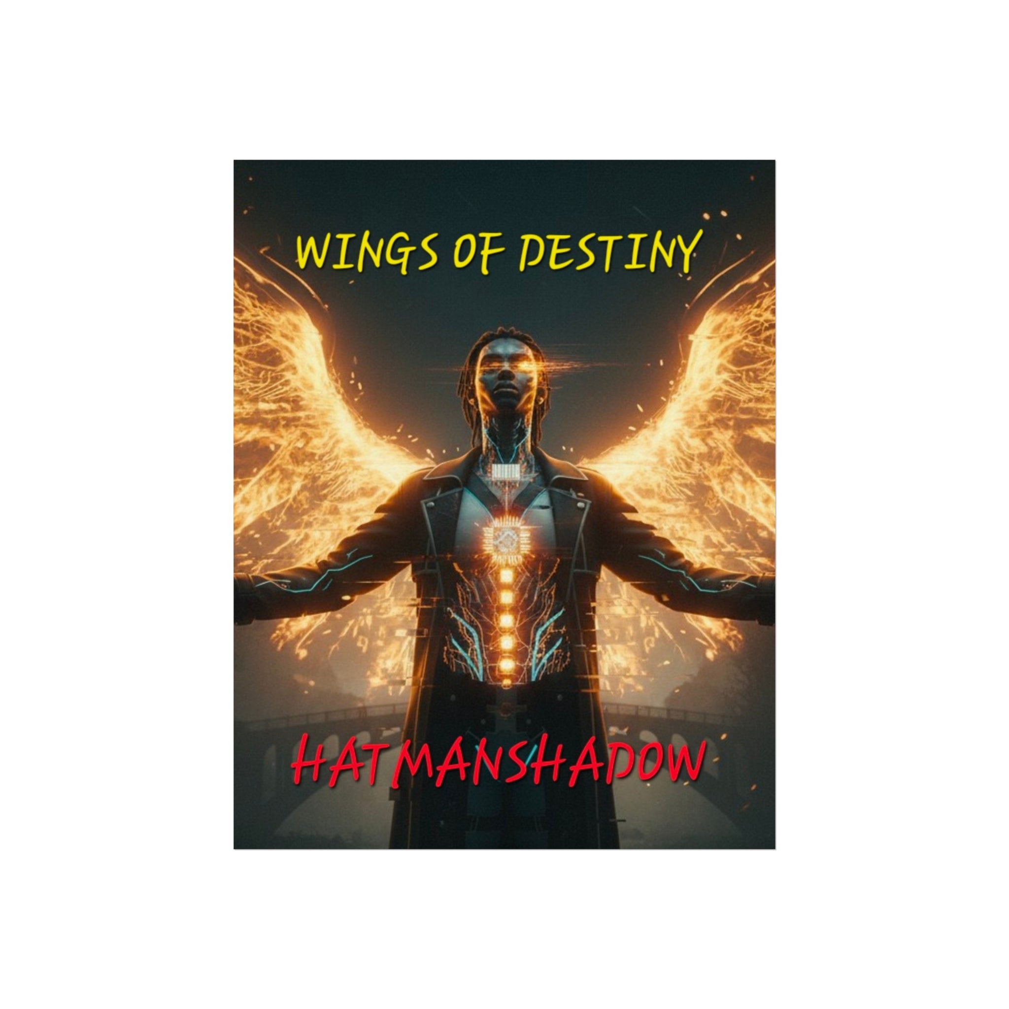 Fine Art Poster — "Wings of Destiny" Cyberpunk Angel Wall Art